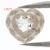Natural Loose Heart Cut Diamond, Grey Color Heart Diamond, Natural Loose Diamond, Heart Rose Cut Diamond 1.39 CT Heart Shape Diamond KDL6196