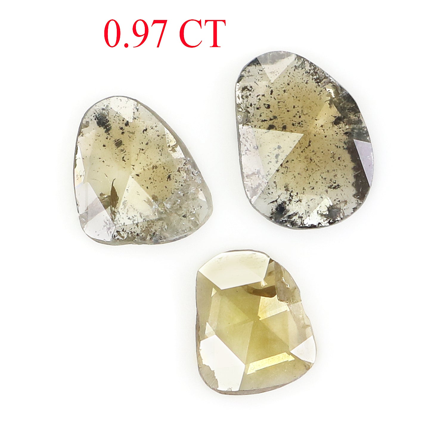 0.97 CT Natural Loose Slice Shape Diamond Yellow Color Slice Cut Diamond 7.25 MM Natural Grey Color Diamond Irregular Cut Diamond L3476