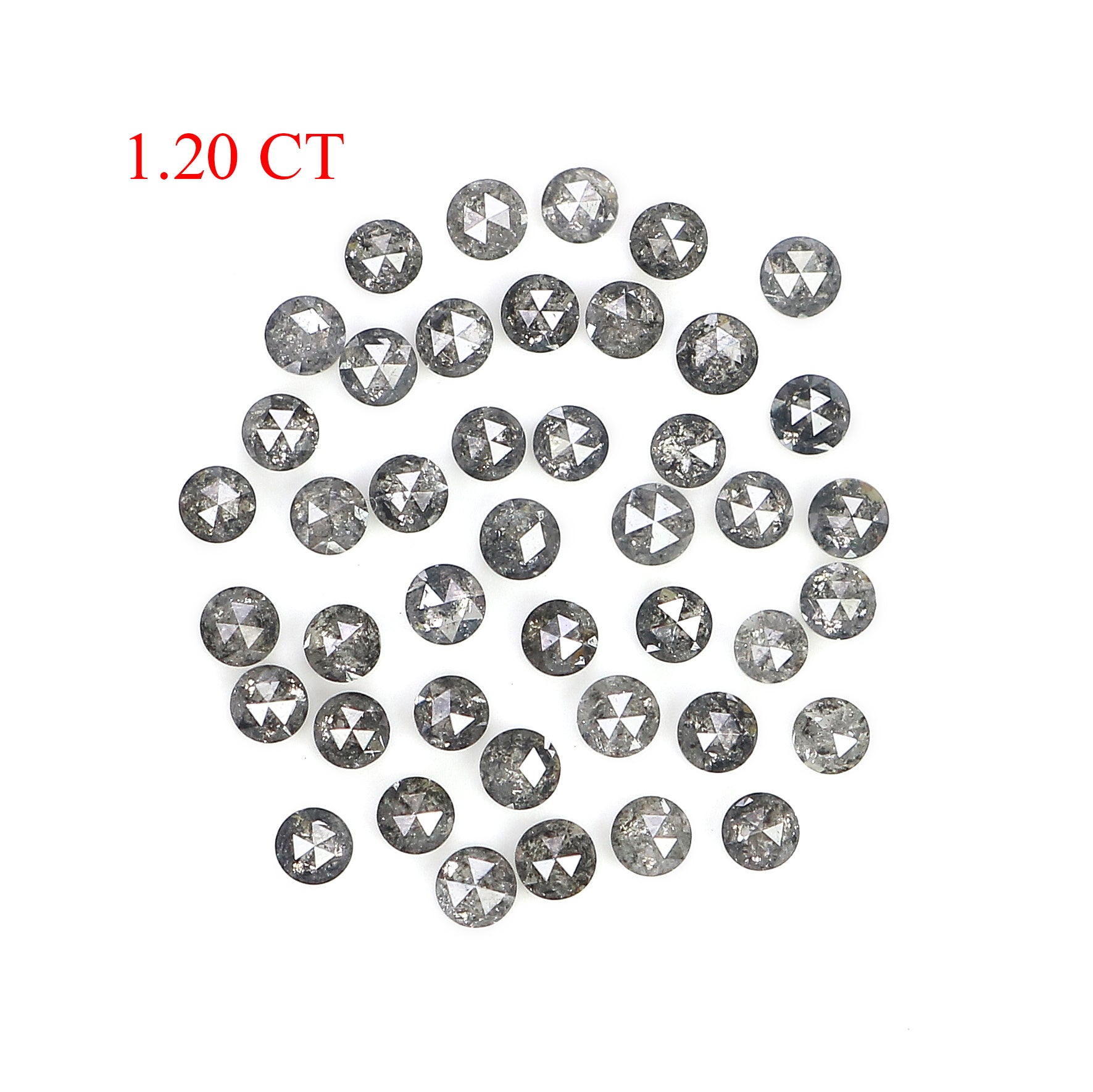 1.20 Ct Natural Loose Round Rose Cut Diamond Salt And Pepper Round Diamond 1.70 MM Natural Black Grey Color Round Rose Cut Diamond LQ1815