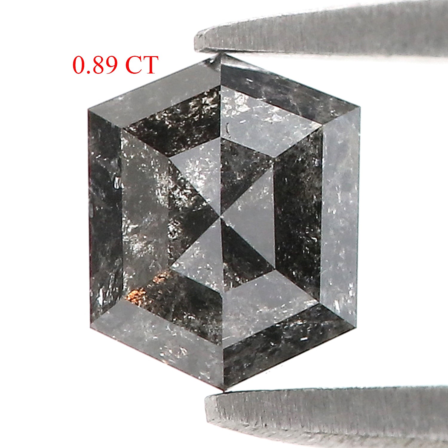 0.89 Ct Natural Loose Hexagon Shape Diamond Salt And Pepper Diamond 6.15 MM Natural Black Grey Color Diamond Hexagon Rose Cut Diamond LQ2968