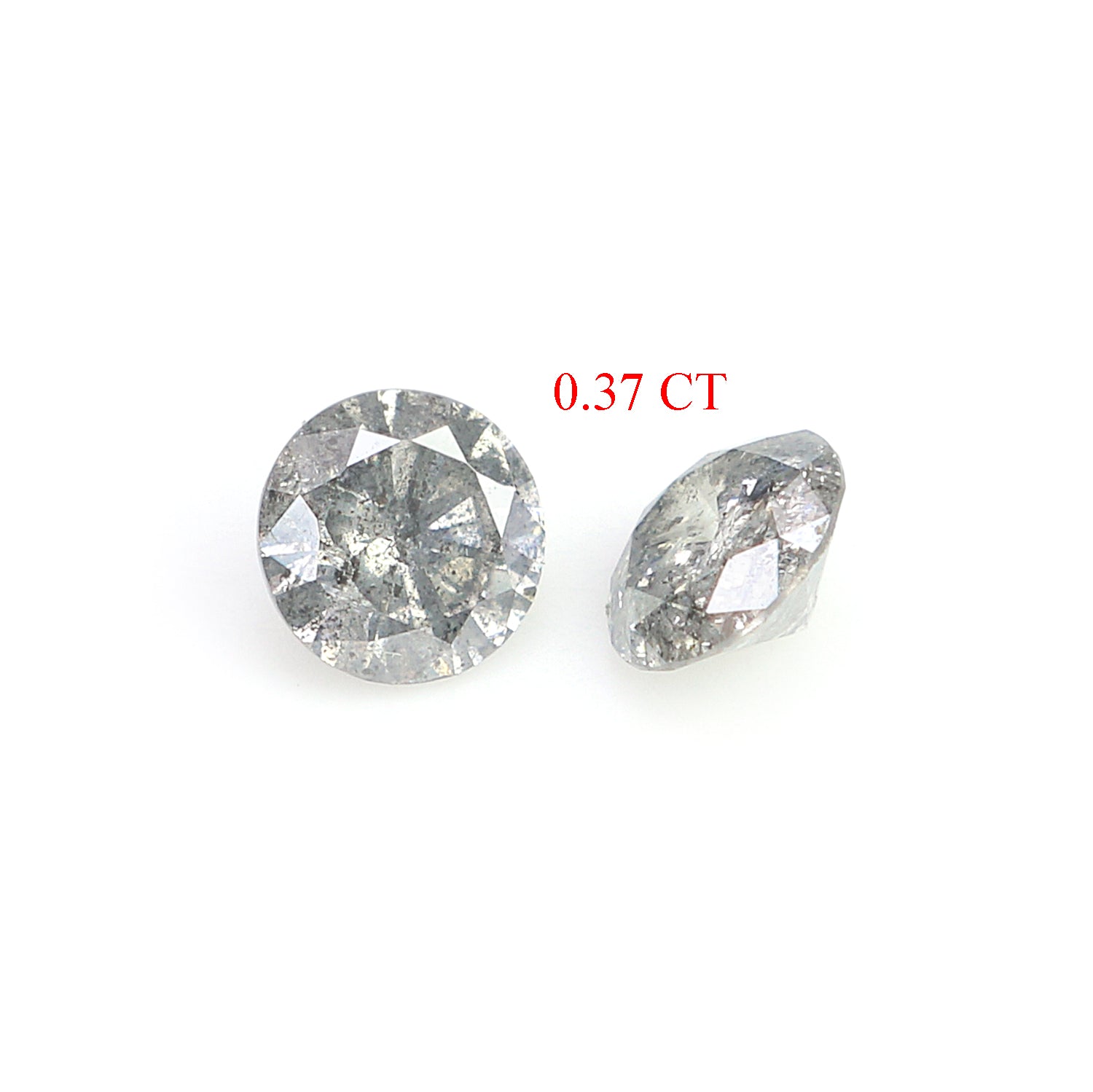 0.37 CT Natural Loose Round Shape Pair Diamond Salt And Pepper Round Diamond 3.65 MM Natural Black Gray Round Brilliant Cut Diamond N2287