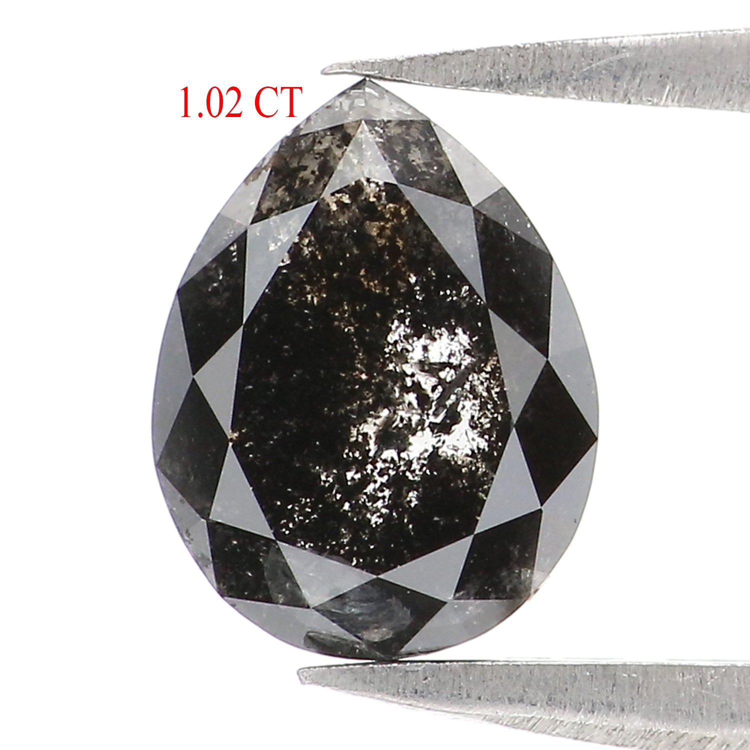 1.02 CT Natural Loose Pear Shape Diamond Salt And Pepper Pear Rose Cut Diamond 7.95 MM Black Grey Color Pear Shape Rose Cut Diamond LQ3002