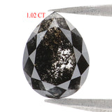 Natural Loose Pear Diamond, Salt And Pepper Pear Diamond, Natural Loose Pear Diamond, Pear Rose Cut Diamond, 1.02 CT Pear Cut Diamond L3002