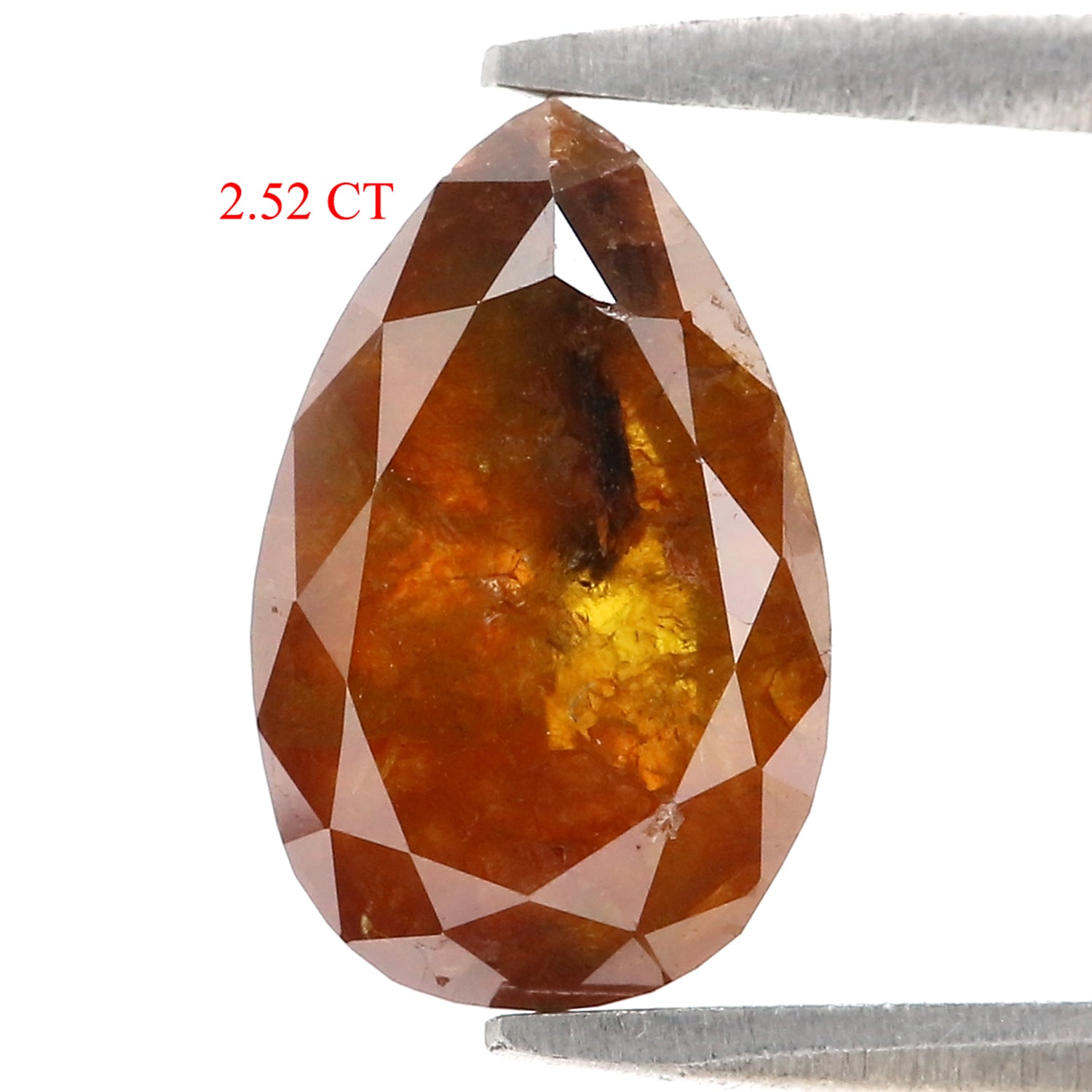 Natural Pear Brown Diamond 2.52 CT Loose Rose Cut Brown Stone 10.45 MM Rustic Diamond Pear Diamond For Custom Engagement Ring L3648