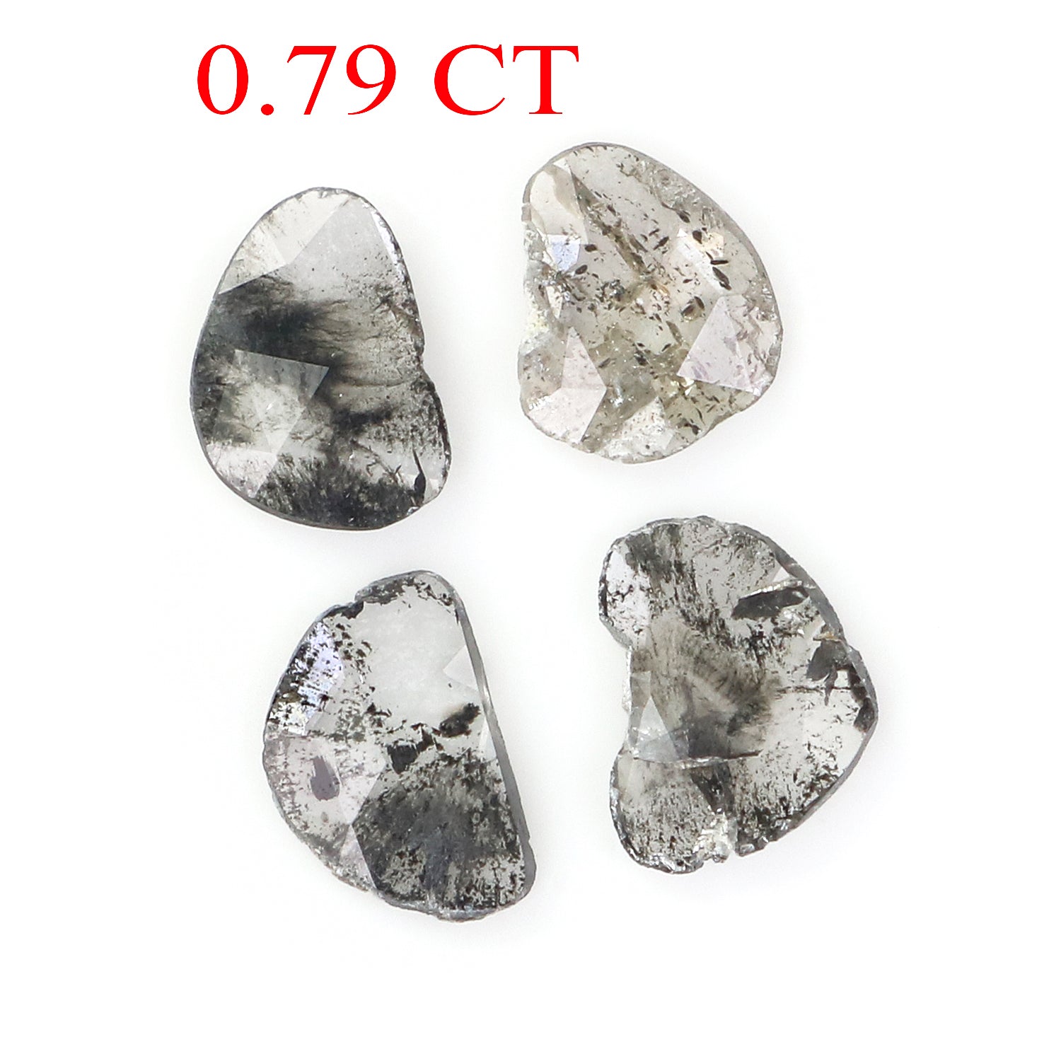 0.79 CT Natural Loose Slice Shape Diamond Salt And Pepper Slice Cut Diamond 5.85 MM Natural Black Grey Diamond Irregular Cut Diamond N2616