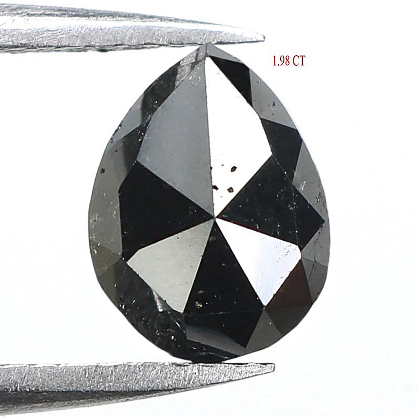 1.98 CT Natural Loose Pear Shape Diamond Black Color Pear Cut Diamond 8.65 MM Natural Loose Black Color Diamond Pear Rose Cut Diamond NQ1734