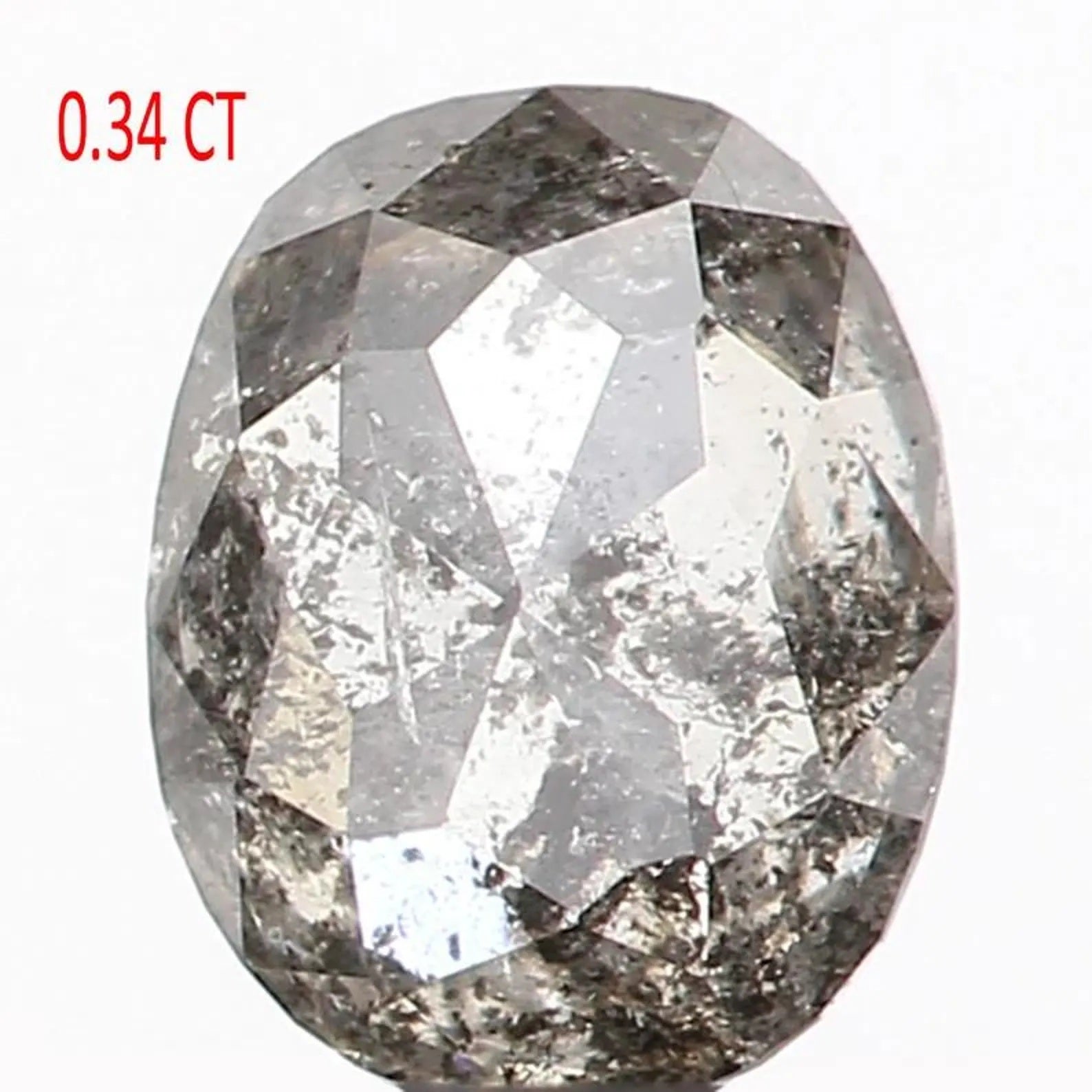 0.34 CT Natural Loose Oval Shape Diamond Salt And Pepper Oval Diamond 4.80 MM Natural Loose Black Grey Color Oval Rose Cut Diamond NQ1057