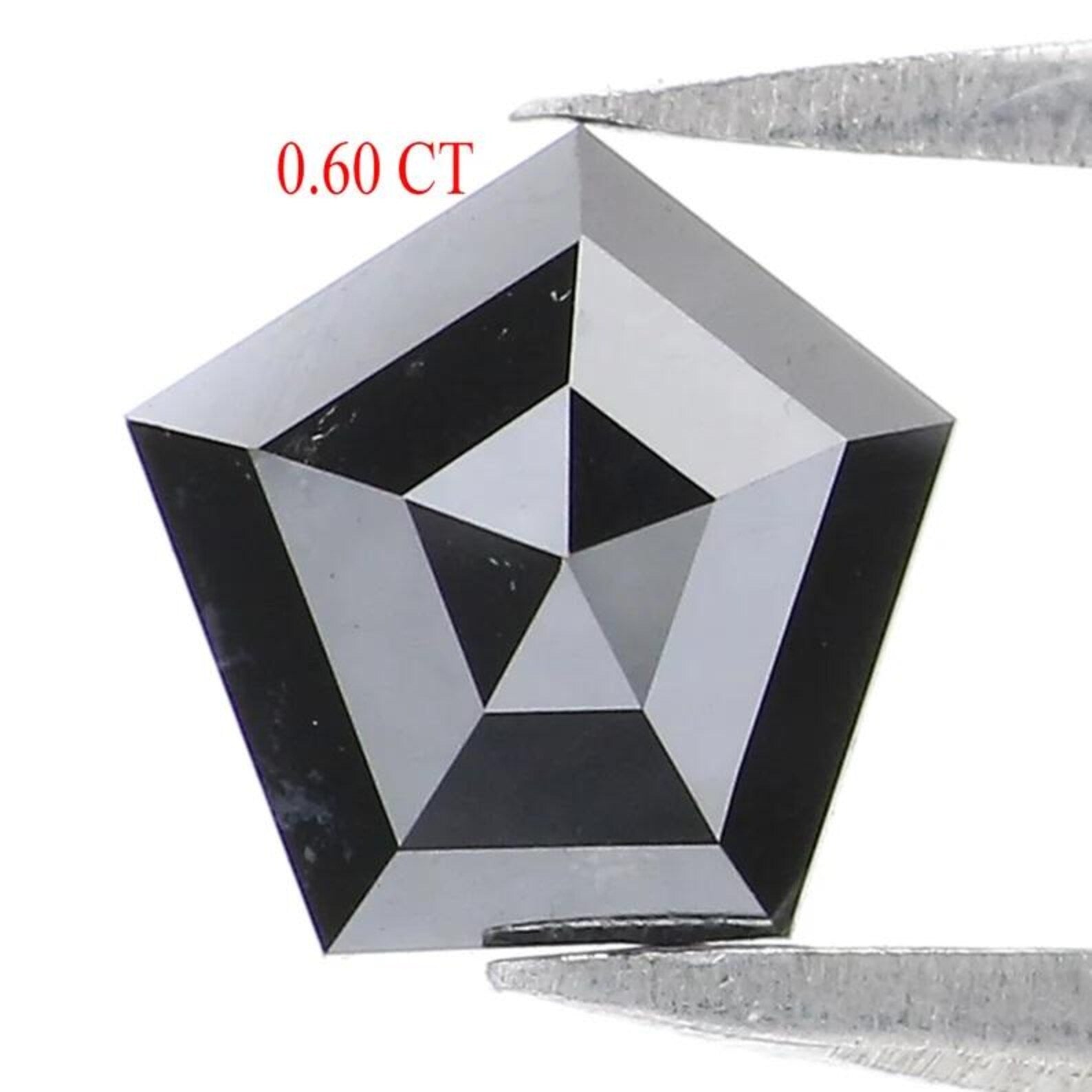 0.60 CT Natural Loose Pentagon Shape Diamond Black Color Pentagon Diamond 5.75 MM Natural Loose Black Color Pentagon Rose Cut Diamond NQ661