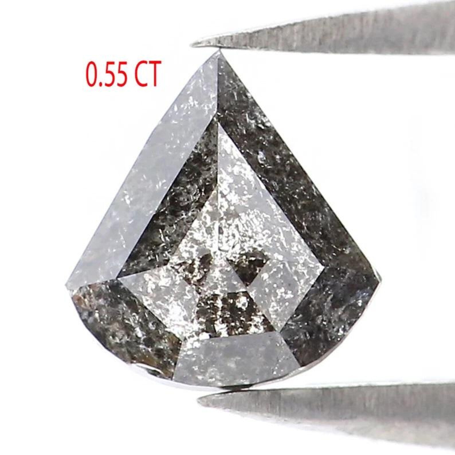 0.55 CT Natural Loose Shield Shape Diamond Salt And Pepper Shield Diamond 6.10 MM Natural Black Grey Color Shield Rose Cut Diamond NQ9984