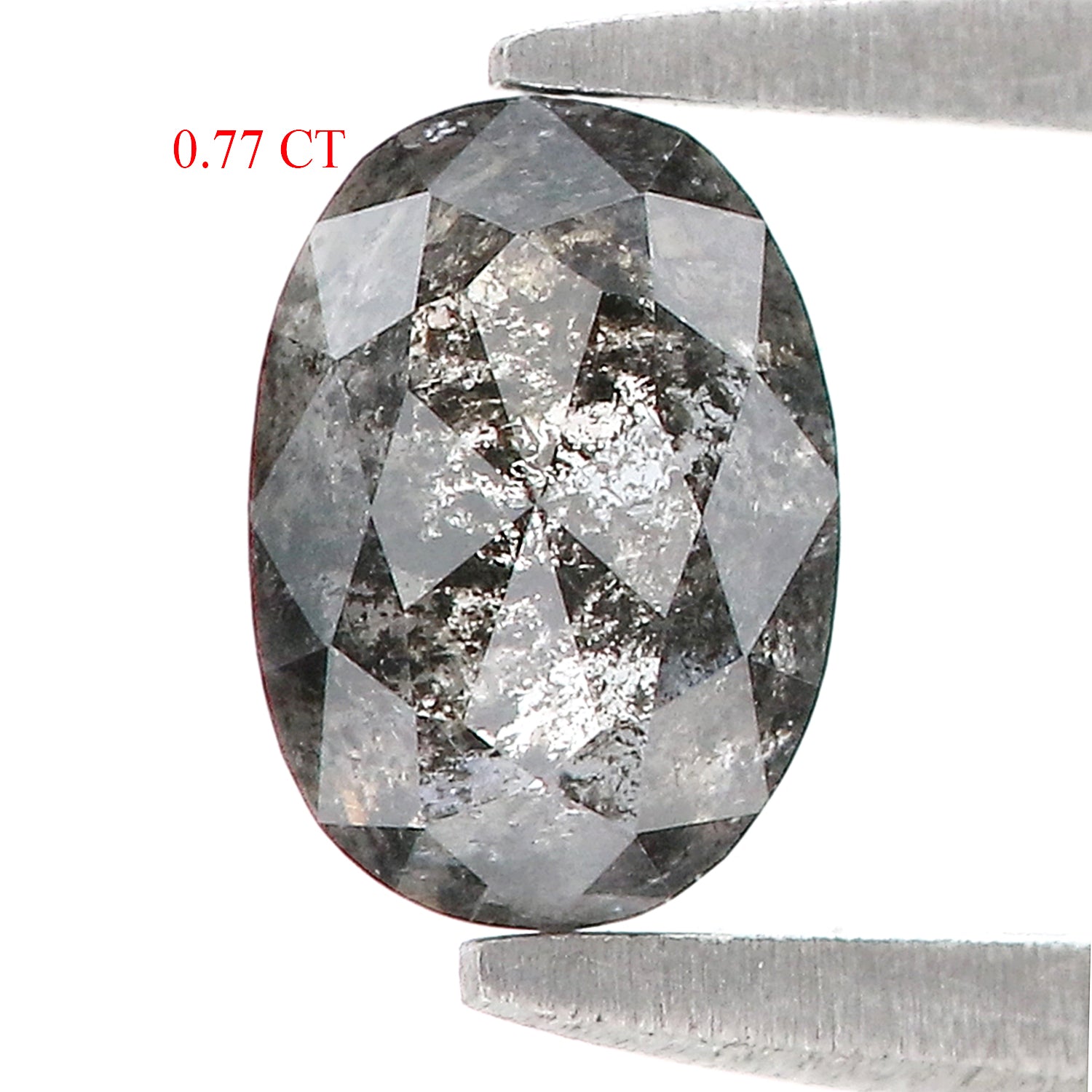 0.77 CT Natural Loose Oval Shape Diamond Salt And Pepper Oval Cut Diamond 6.25 MM Natural Black Grey Diamond Oval Rose Cut Diamond LQ2367