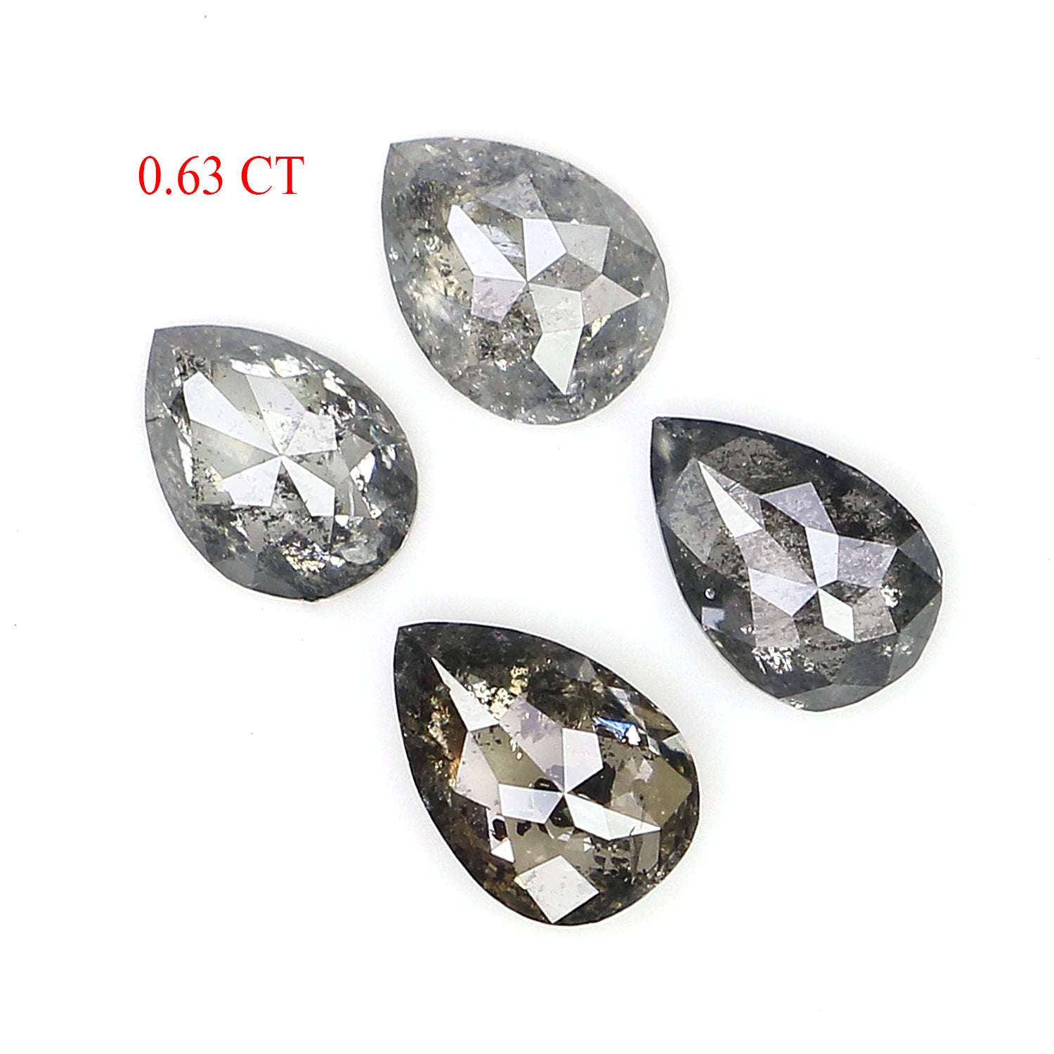 0.63 CT Natural Loose Pear Shape Diamond Salt And Pepper Pear Diamond 4.70 MM Natural Loose Black Grey Color Pear Rose Cut Diamond LQ2893
