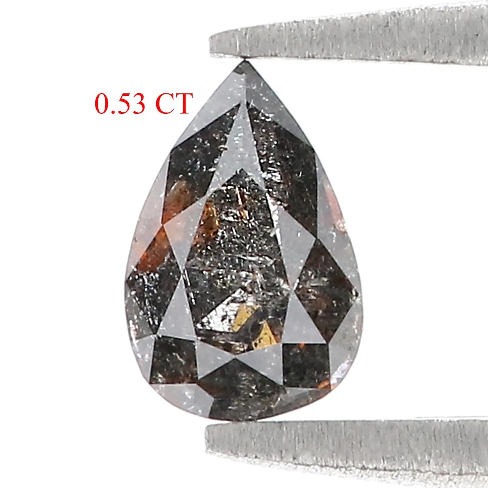 0.53 CT Natural Loose Pear Shape Diamond Salt And Pepper Pear Cut Diamond 6.75 MM Natural Loose Diamond Pear Shape Rose Cut Diamond QN8743