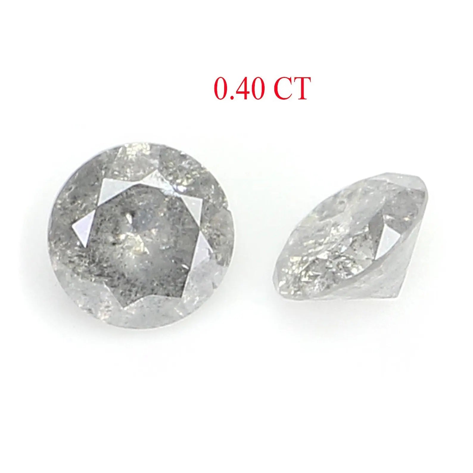 0.40 CT Natural Loose Round Shape Pair Diamond Salt And Pepper Round Diamond 3.65 MM Natural Black Grey Round Brilliant Cut Diamond NQ2289