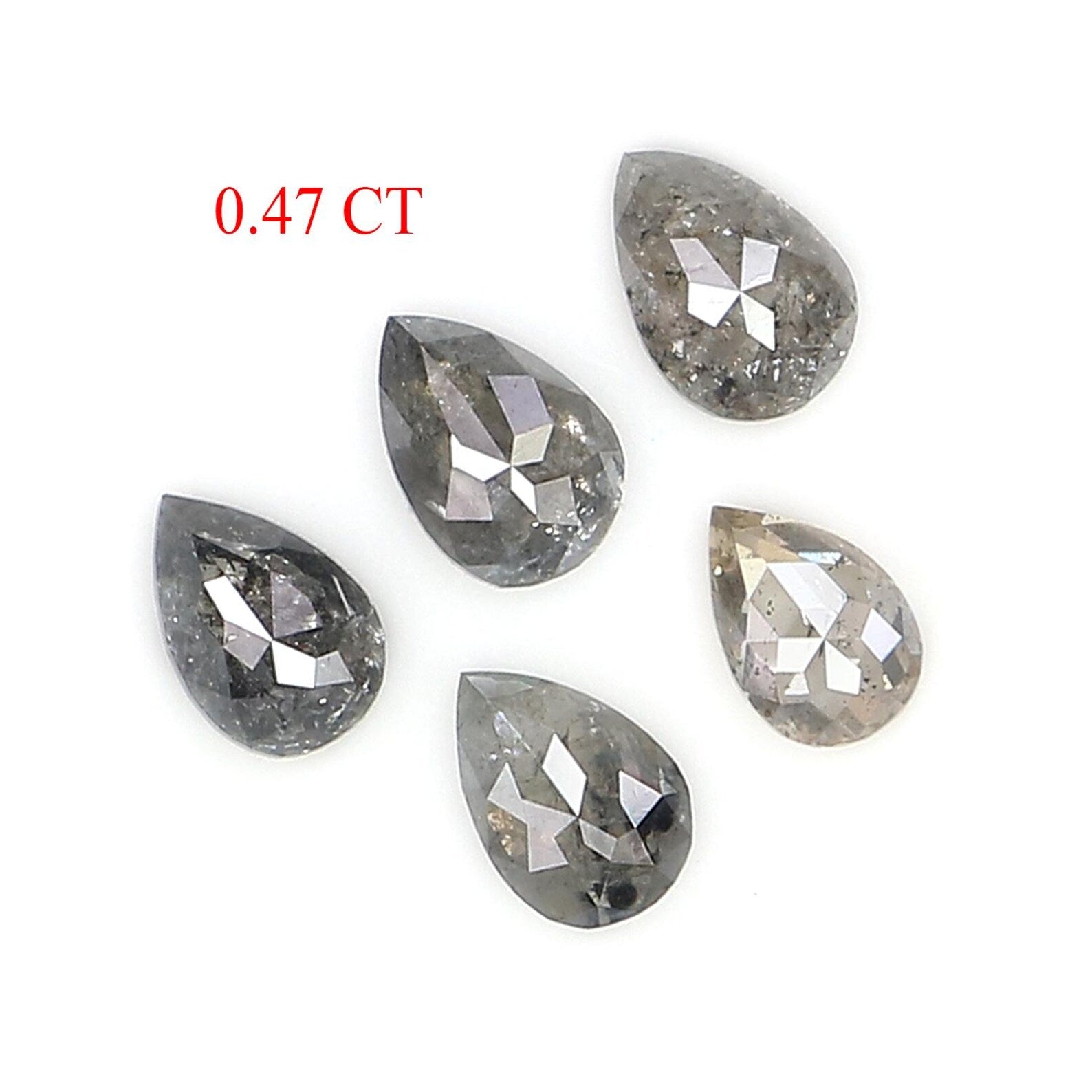 0.47 CT Natural Loose Pear Shape Diamond Salt And Pepper Pear Diamond 3.75 MM Natural Loose Black Grey Color Pear Rose Cut Diamond NQ2328