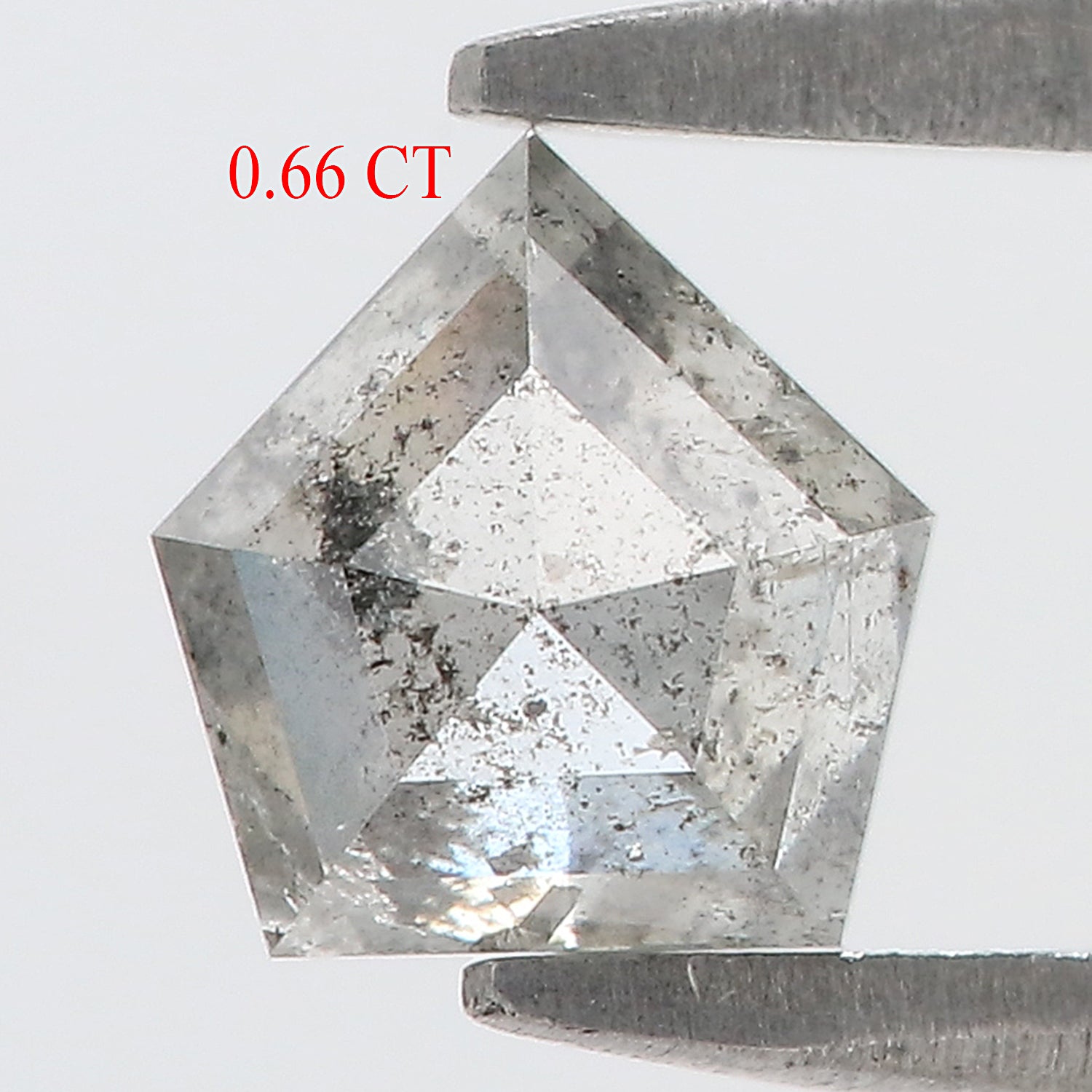0.66 Ct Natural Loose Pentagon Shape Diamond Salt And Pepper Pentagon Cut Diamond 5.70 MM Black Gray Color Pentagon Rose Cut Diamond LQ3193