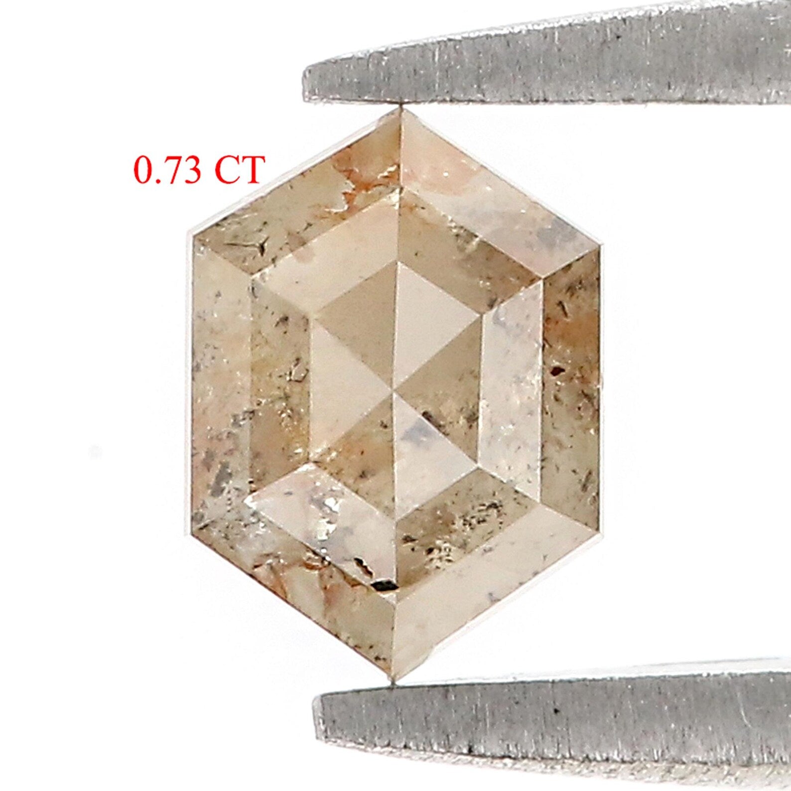 0.73 CT Natural Loose Hexagon Shape Diamond Brown Color Hexagon Diamond 6.35 MM Natural Diamond Brown Color Hexagon Rose Cut Diamond QNB522