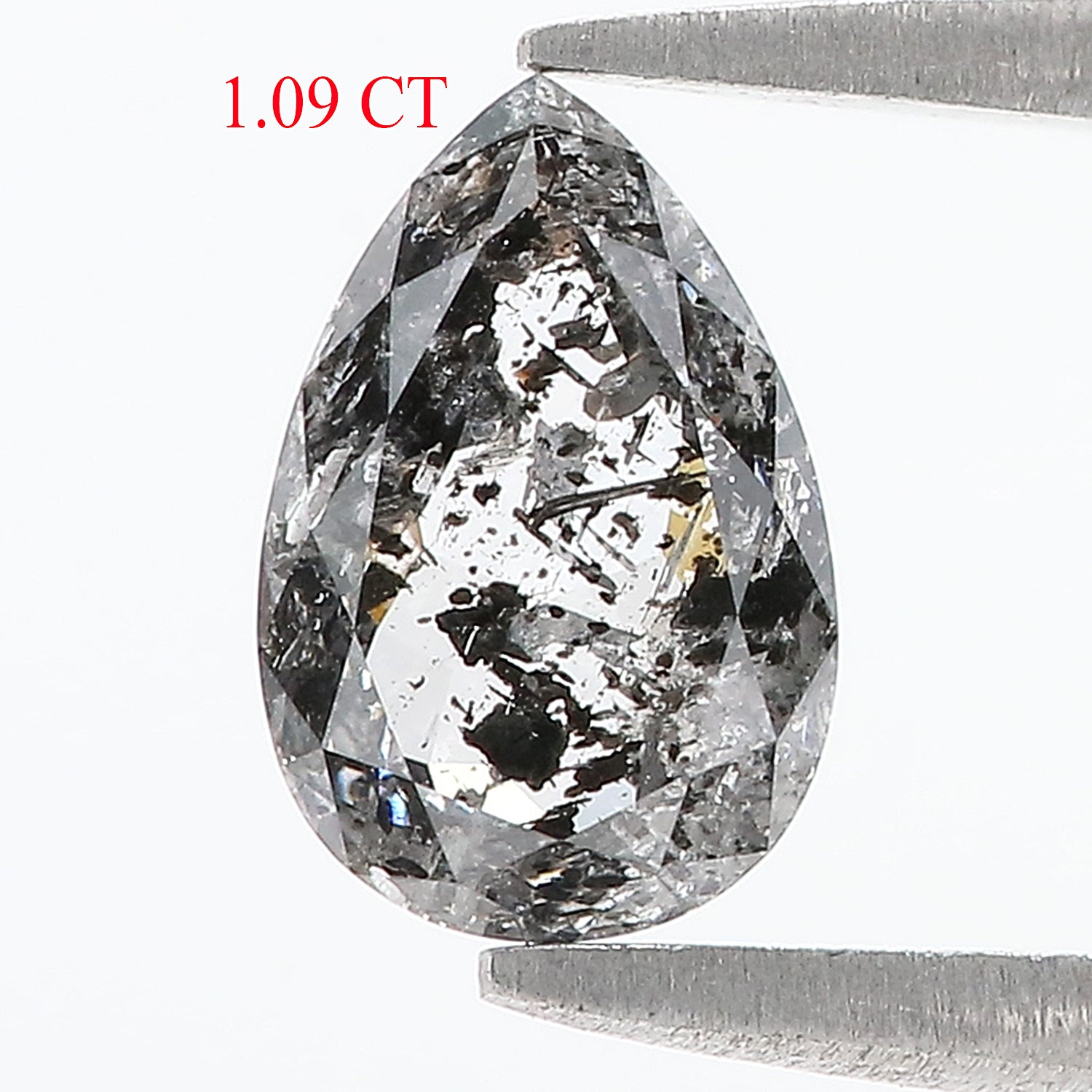 1.09 CT Natural Loose Pear Shape Diamond Salt And Pepper Pear Cut Diamond 8.70 MM Natural Black Grey Color Pear Rose Cut Diamond L3414