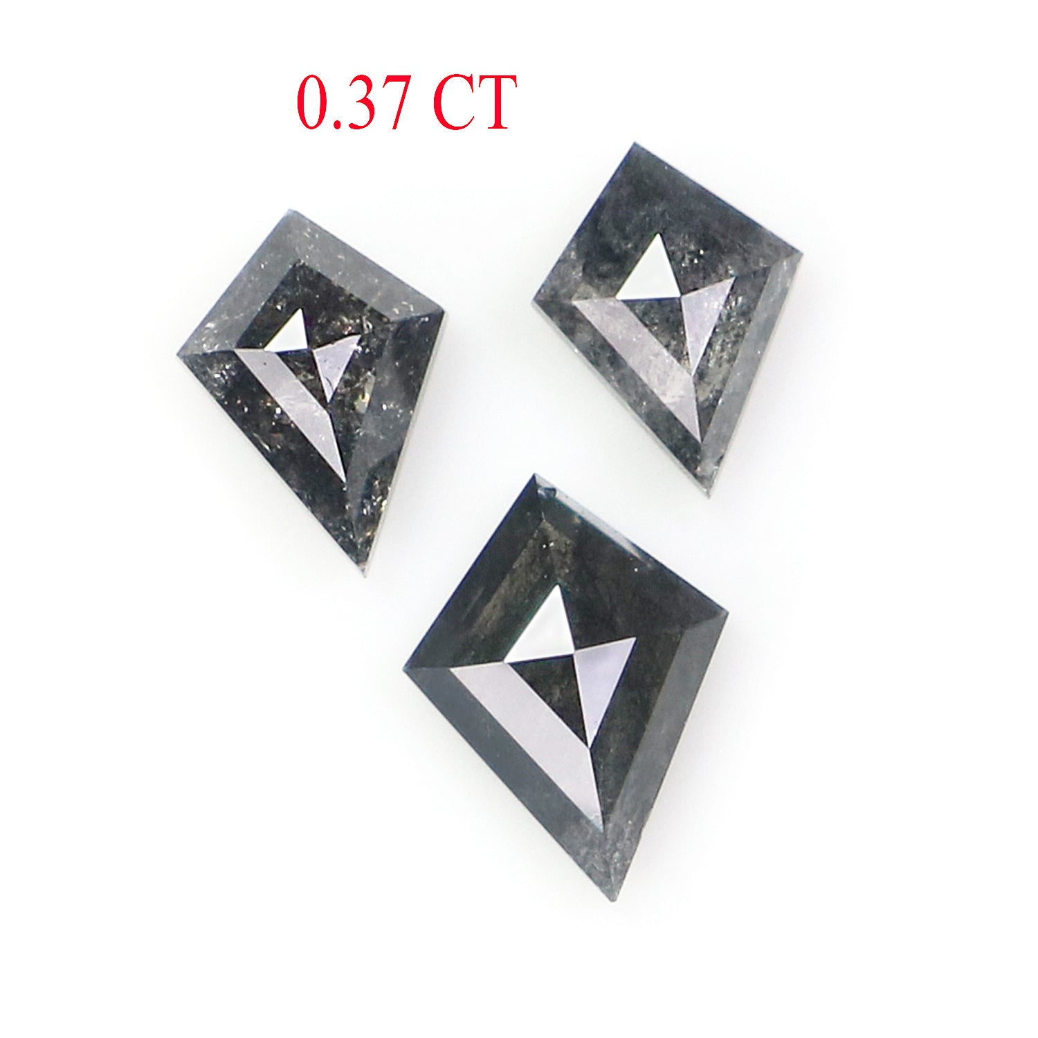 0.37 CT Natural Loose Kite Shape Diamond Salt And Pepper Kite Cut Diamond 4.75 MM Natural Loose Black Grey Color Kite Rose Cut Diamond L2823