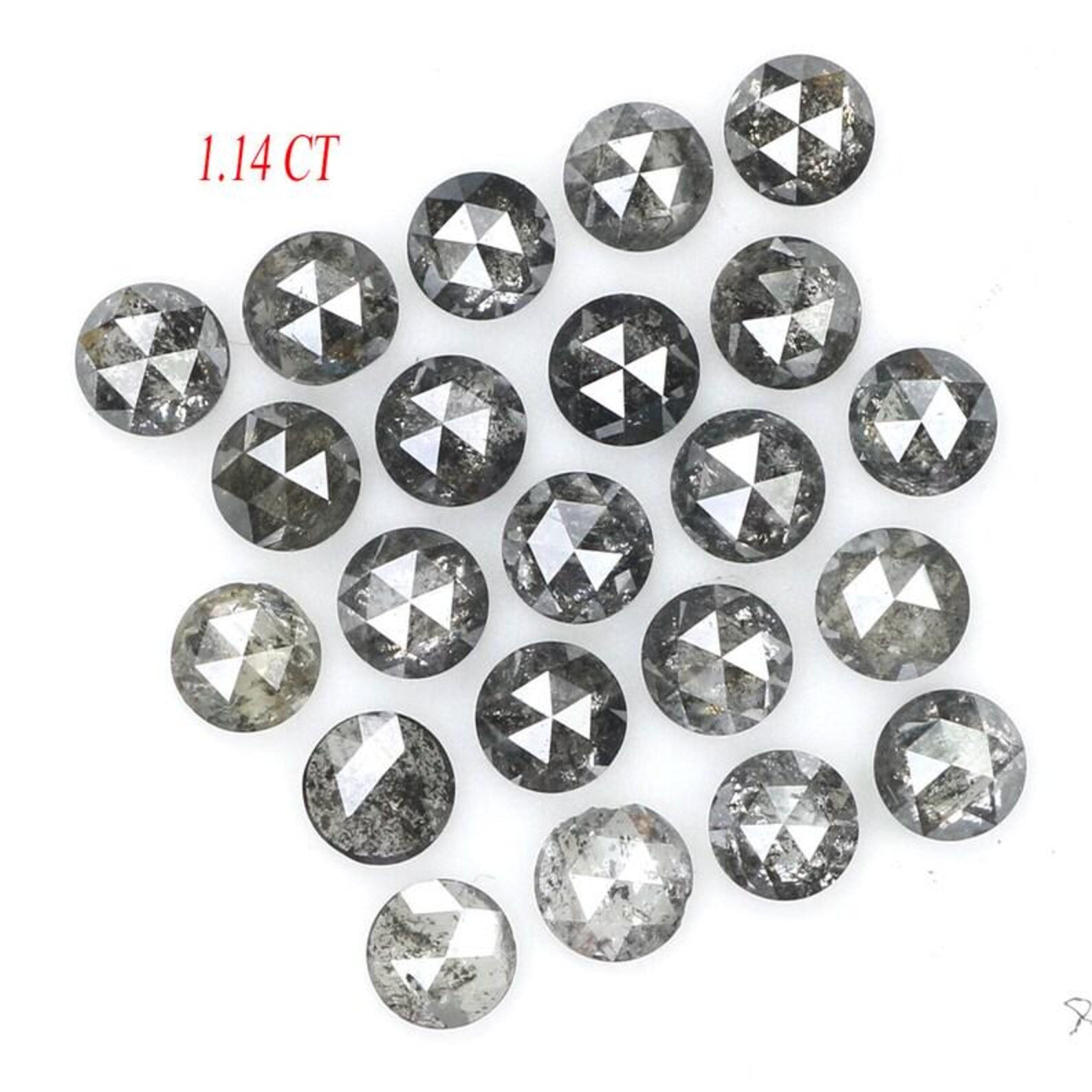 1.14 CT Natural Loose Round Shape Diamond Salt And Pepper Round Diamond 2.30 MM Natural Loose Black Grey Color Round Rose Cut Diamond NQ1837