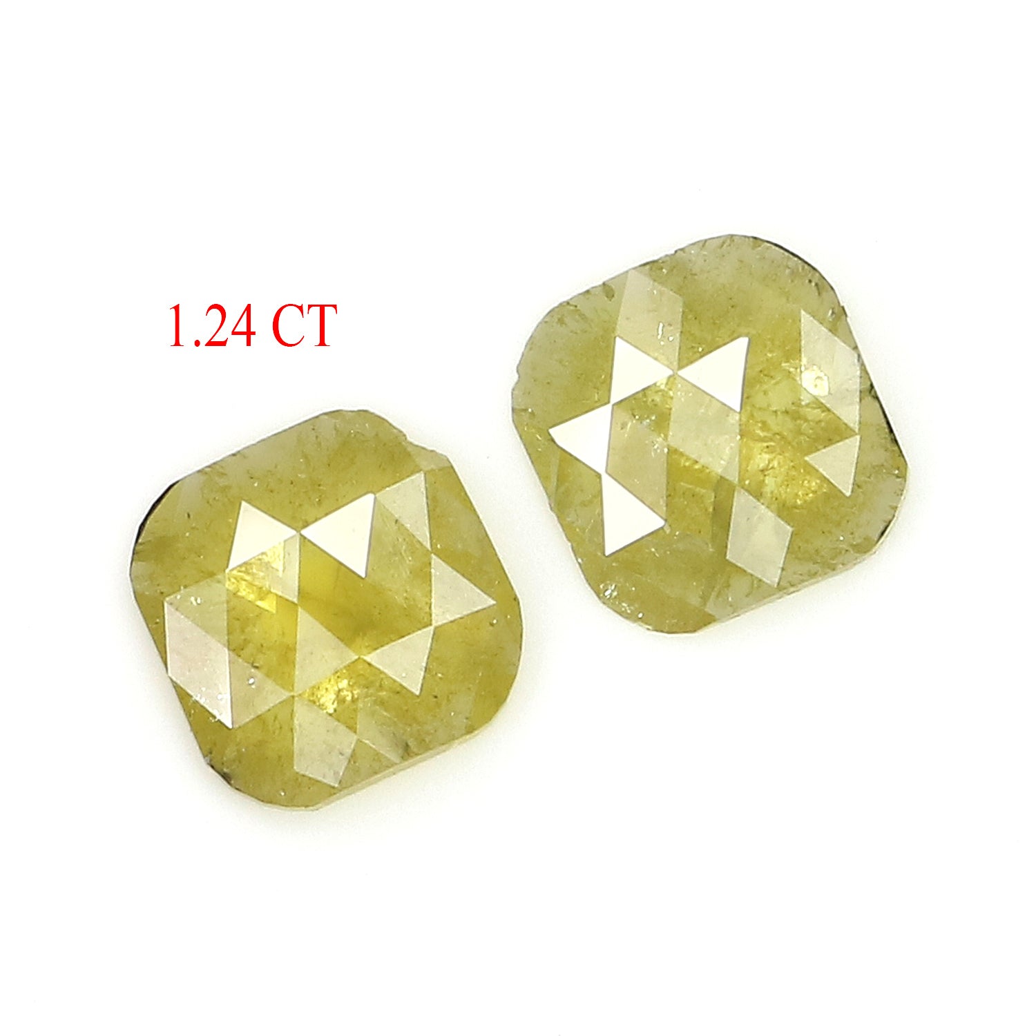 1.24 CT Natural Loose Cushion Shape Pair Diamond Yellow Color Cushion Rose Cut Diamond 6.25 MM Natural Loose Cushion Cut Pair Diamond LQ2988