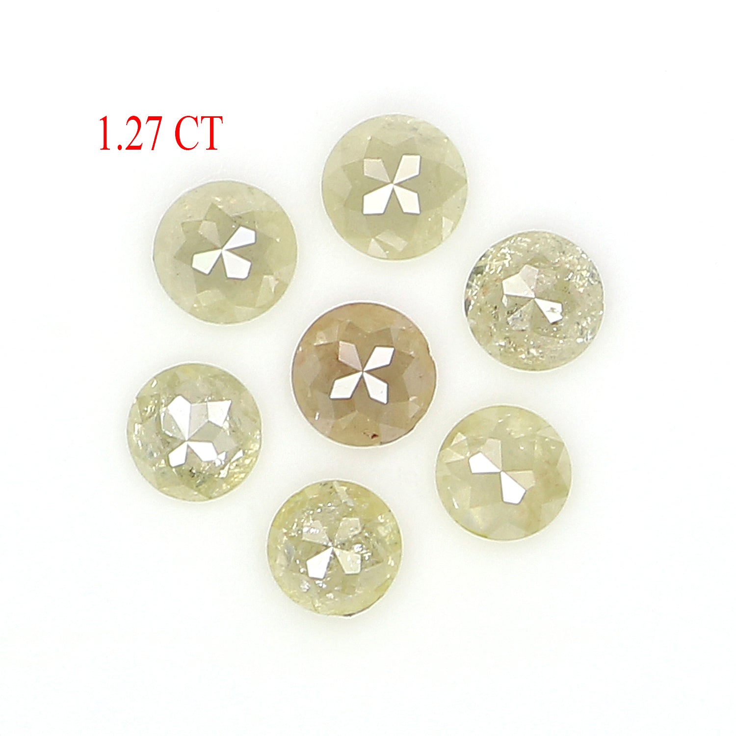 1.27 CT Natural Loose Round Rose Cut Diamond Grey Color Round Shape Diamond 3.35 MM Natural Loose Yellow Color Round Rose Cut Diamond KQ2711