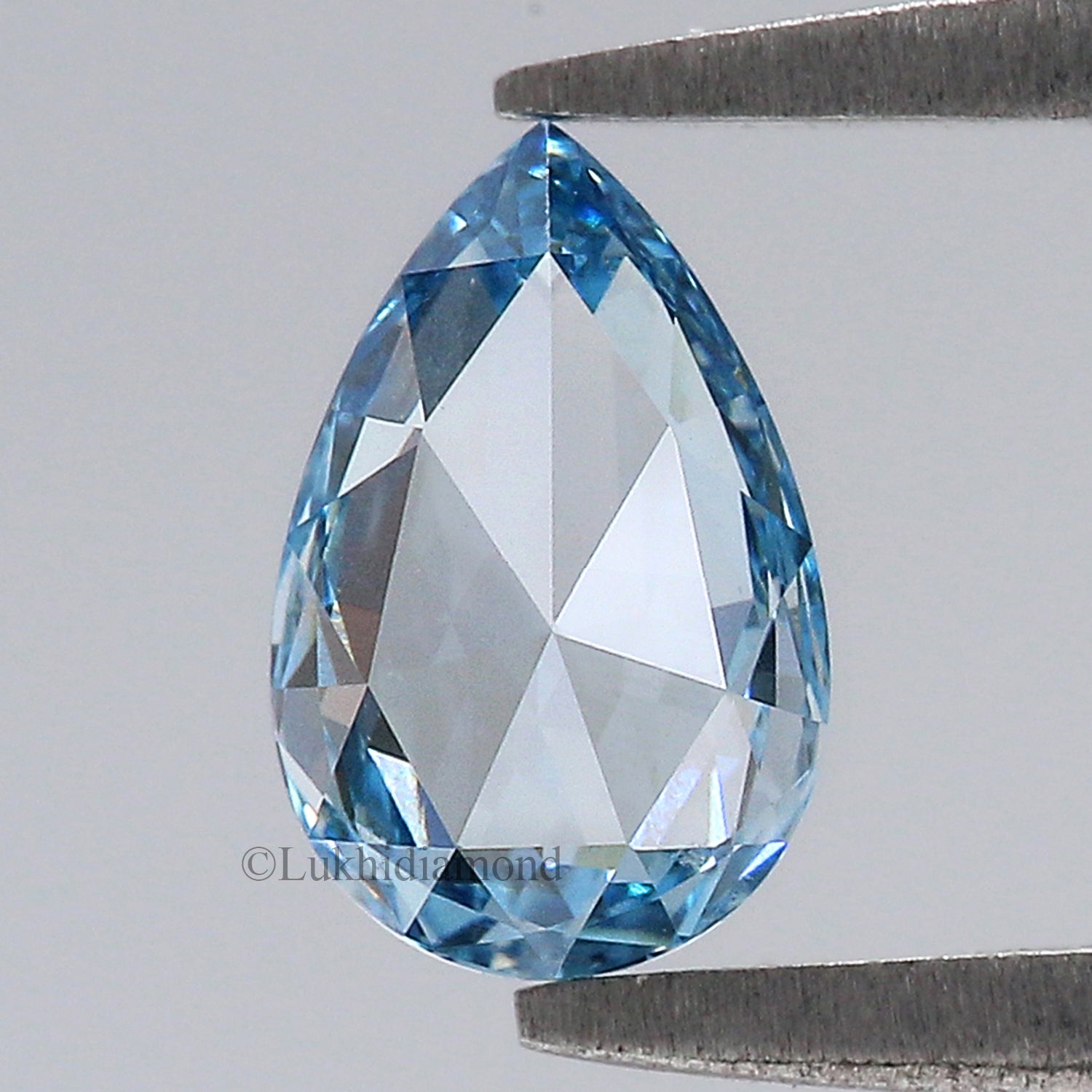 0.70 CT IGI Certified Pear Rose Cut Diamond Fancy Vivid Blue Color VS1 Clarity Diamond Lab Grown Diamond Lab Created Pear Diamond L3309