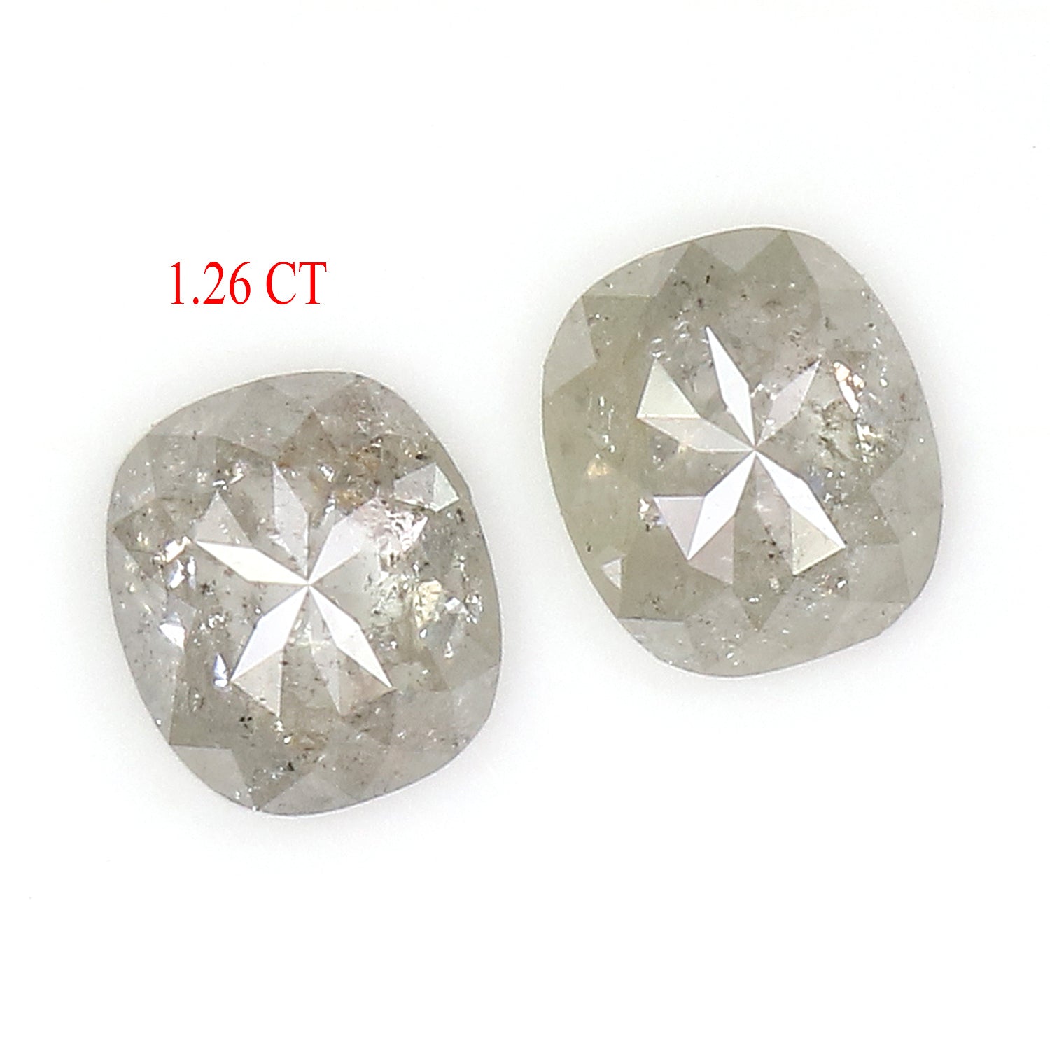 1.26 CT Natural Loose Cushion Cut Pair Diamond Grey Color Cushion Shape Diamond 5.70 MM Natural Grey Diamond Cushion Rose Cut Diamond LQ2999