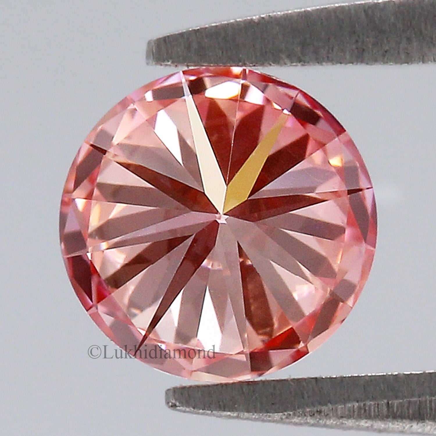 0.91 CT IGI Certified Round Brilliant Cut Fancy Intense Pink Color VS2 Clarity Diamond Lab Grown Diamond Lab Created Round CVD Diamond L3308