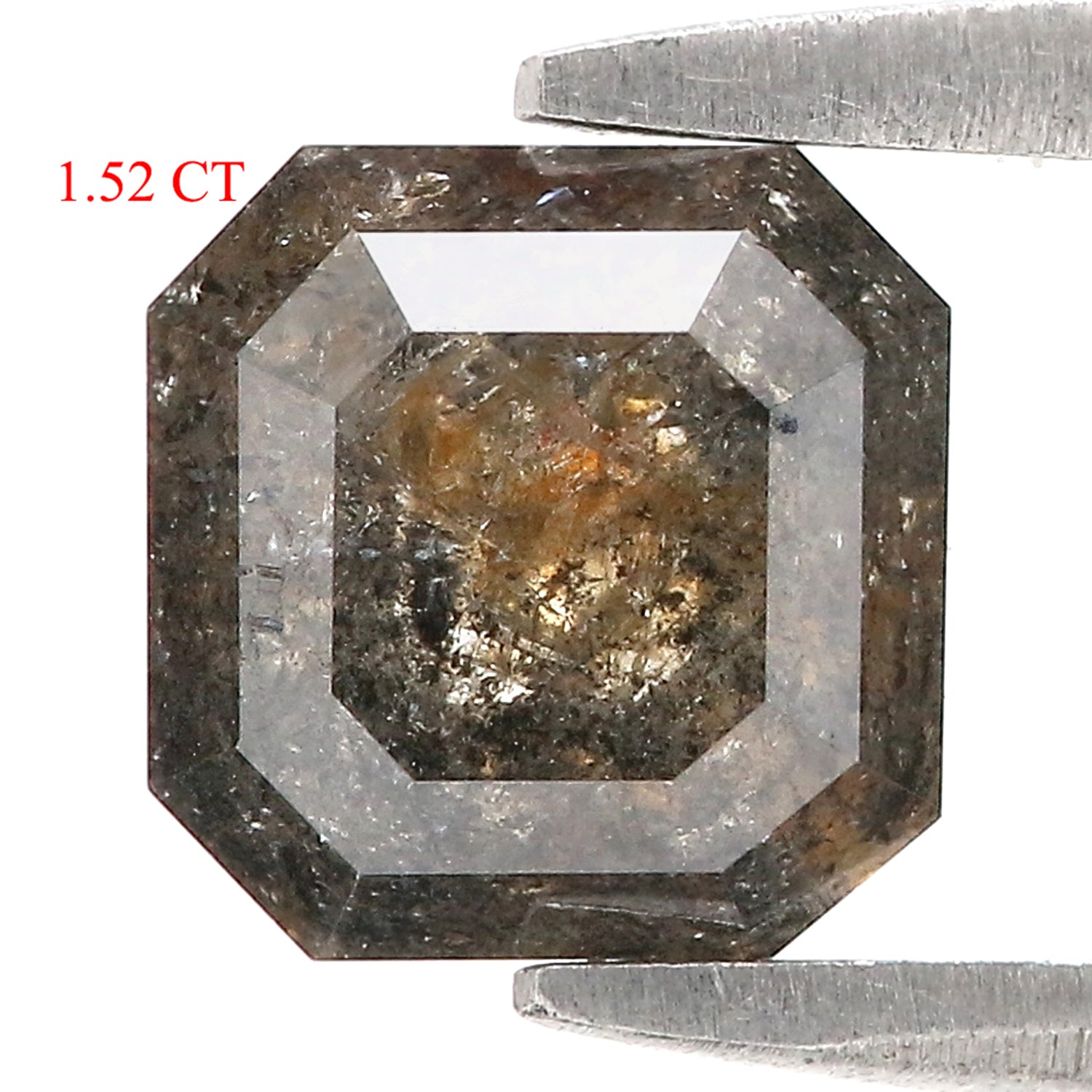 Natural Emerald Salt and Pepper Diamond 1.52 CT Loose Rose Cut Black Grey Stone 6.25 MM Rustic Diamond For Custom Engagement Ring L3654