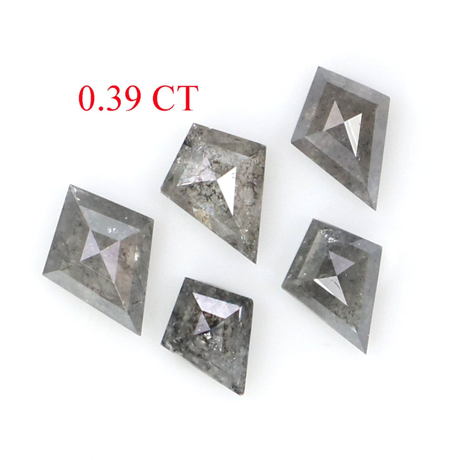 Natural Loose Kite Diamond, Salt And Pepper Kite Diamond, Natural Loose Diamond, Kite Rose Cut Diamond, Kite Cut, 0.39 CT Kite Shape KDN2297