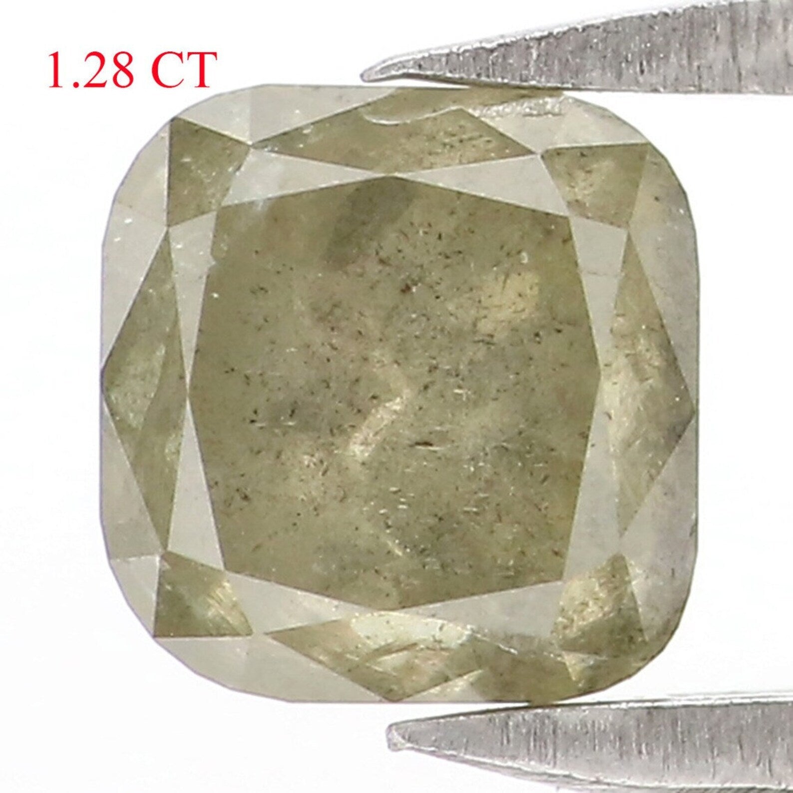 1.28 CT Natural Loose Cushion Shape Diamond Green Color Cushion Diamond 5.20 MM Natural Diamond Green Color Cushion Rose Cut Diamond NQ2381
