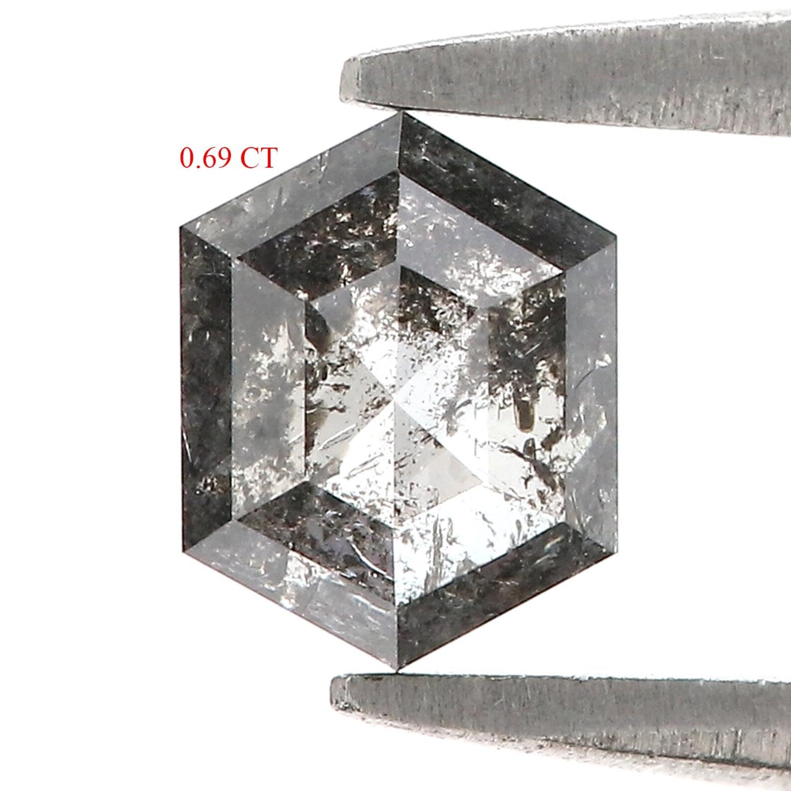 0.69 CT Natural Loose Hexagon Shape Diamond Salt And Pepper Hexagon Cut Diamond 6.00 MM Natural Loose Hexagon Shape Rose Cut Diamond QN849