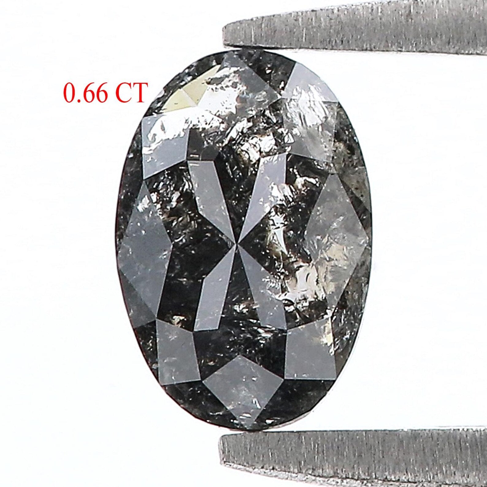 0.66 Ct Natural Loose Oval Shape Diamond Salt And Pepper Oval Rose Cut Diamond 6.80 MM Black Grey Color Oval Shape Rose Cut Diamond QN9495