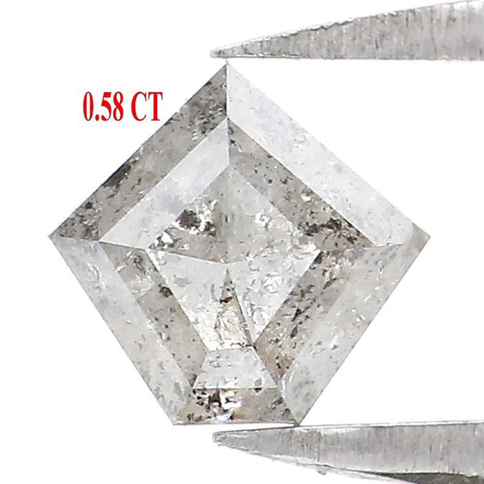 0.58 CT Natural Loose Pentagon Shape Diamond Salt And Pepper Pentagon Diamond 5.60 MM Black Gray Color Pentagon Rose Cut Diamond NQ7460