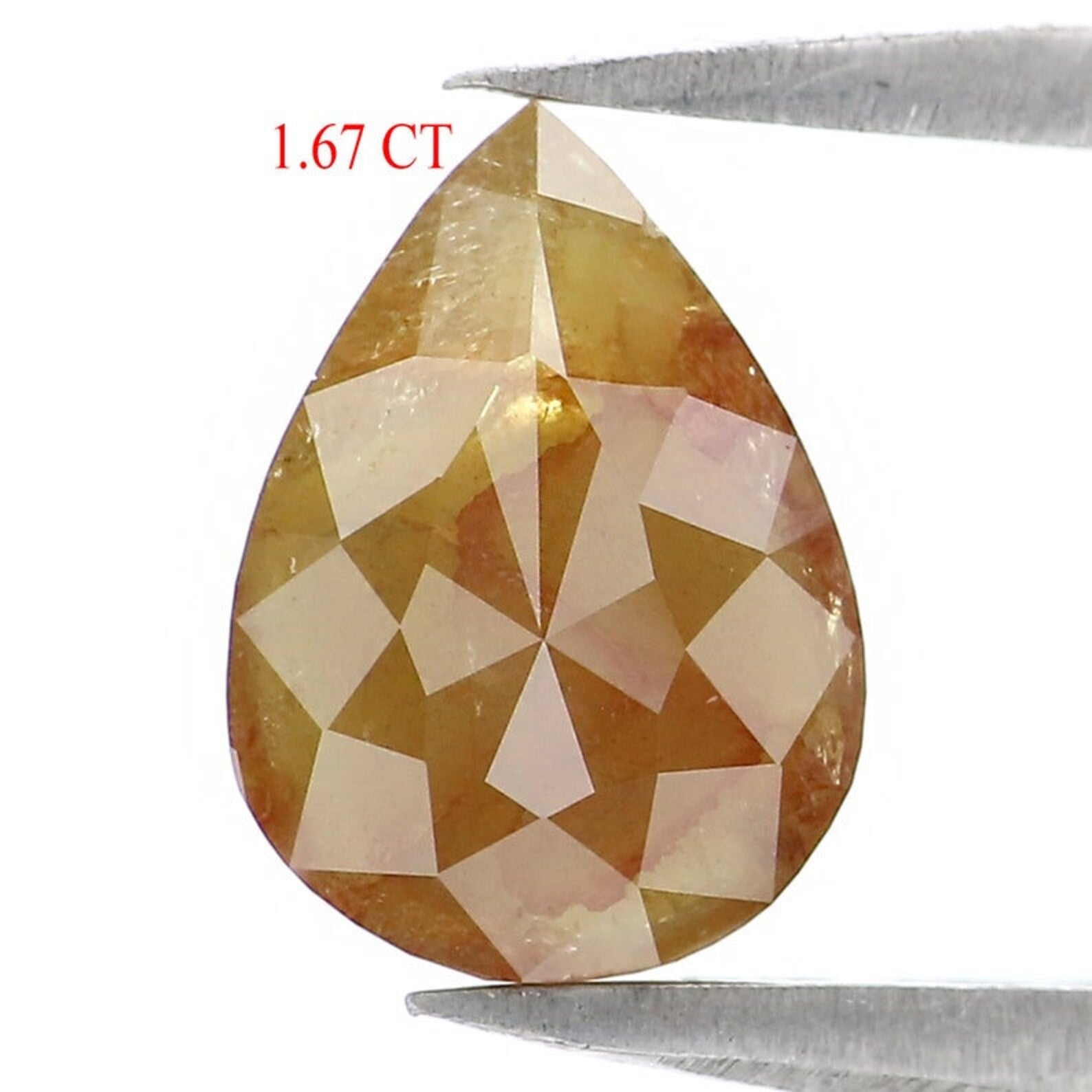 1.67 CT Natural Loose Pear Shape Diamond Yellow Color Pear Cut Diamond 8.80 MM Natural Loose Brown Color Diamond Pear Rose Cut Diamond NQ232