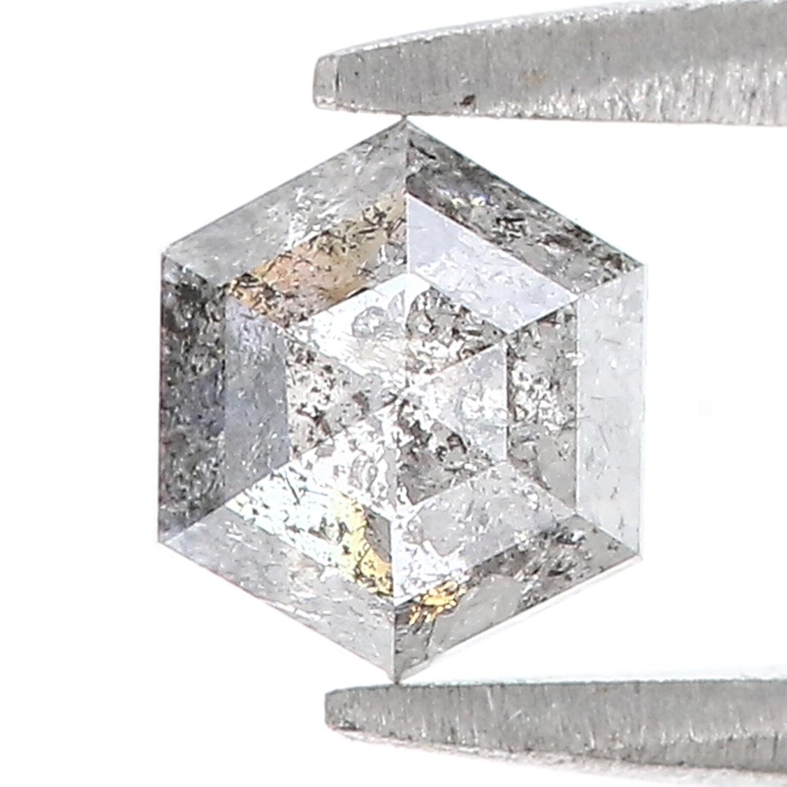 0.58 CT Natural Loose Hexagon Shape Diamond Salt And Pepper Hexagon Cut Diamond 5.45 MM Natural Loose Hexagon Shape Rose Cut Diamond QN536