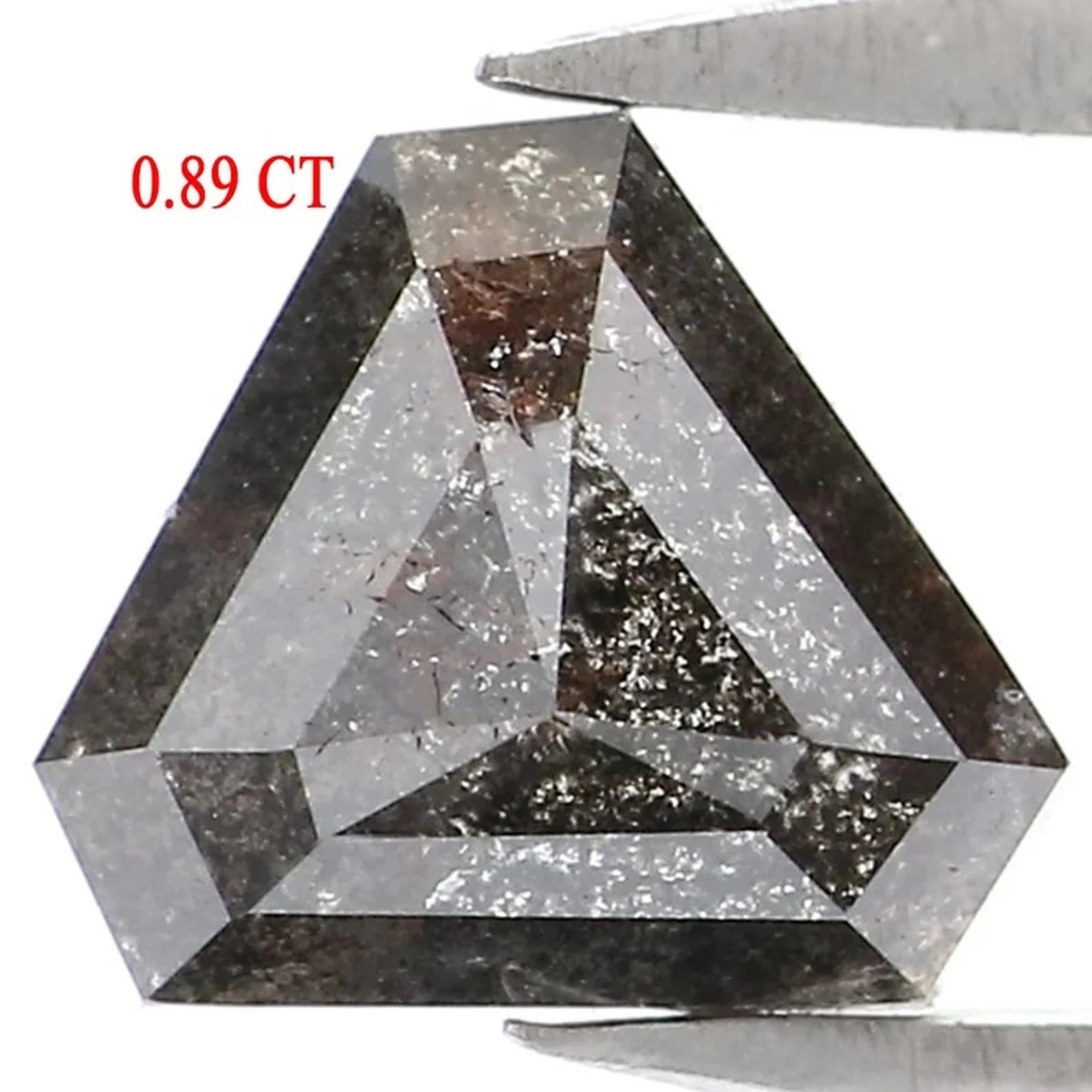 0.89 Ct Natural Loose Triangle Shape Diamond Salt And Pepper Triangle Diamond 6.50 MM Natural Black Color Triangle Rose Cut Diamond NQ9346