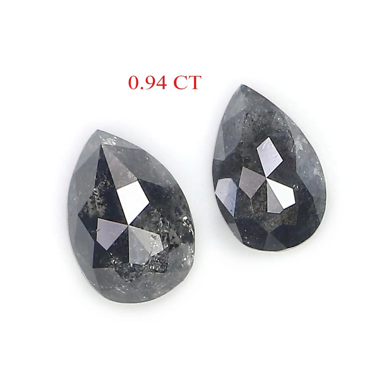 0.94 Ct Natural Loose Pear Shape Pair Diamond Salt And Pepper Pear Diamond 6.00 MM Natural Black Grey Color Pear Rose Cut Diamond NQ1493