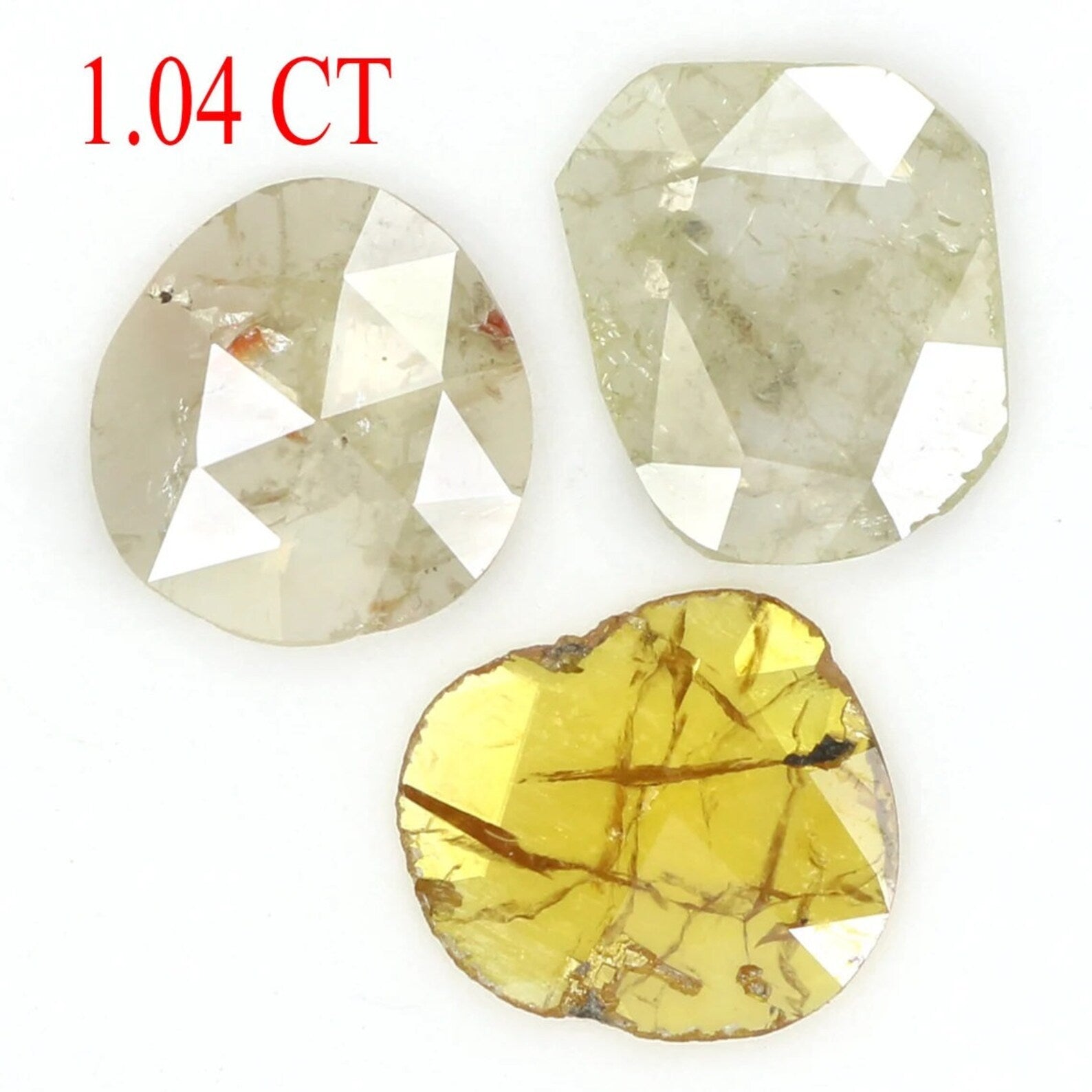 1.04 CT Natural Loose Slice Shape Diamond Yellow Grey Color Slice Diamond 6.05 MM Slice Diamond Irregular Cut Slice Rose Cut Diamond NQ1678