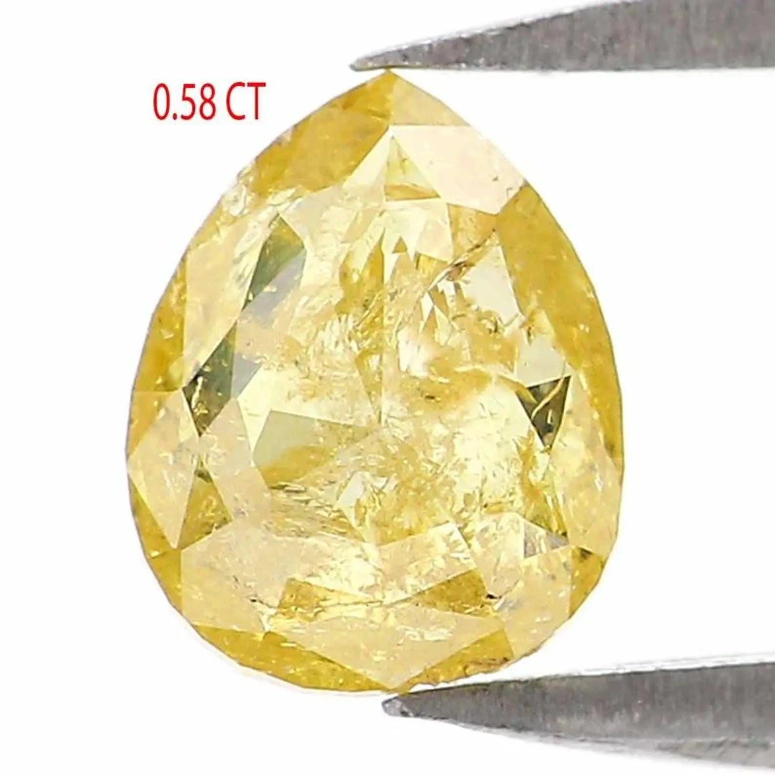 0.58 CT Natural Loose Pear Shape Diamond Yellow Color Pear Cut Diamond 6.10 MM Natural Loose Yellow Color Pear Rose Cut Diamond NQ1943