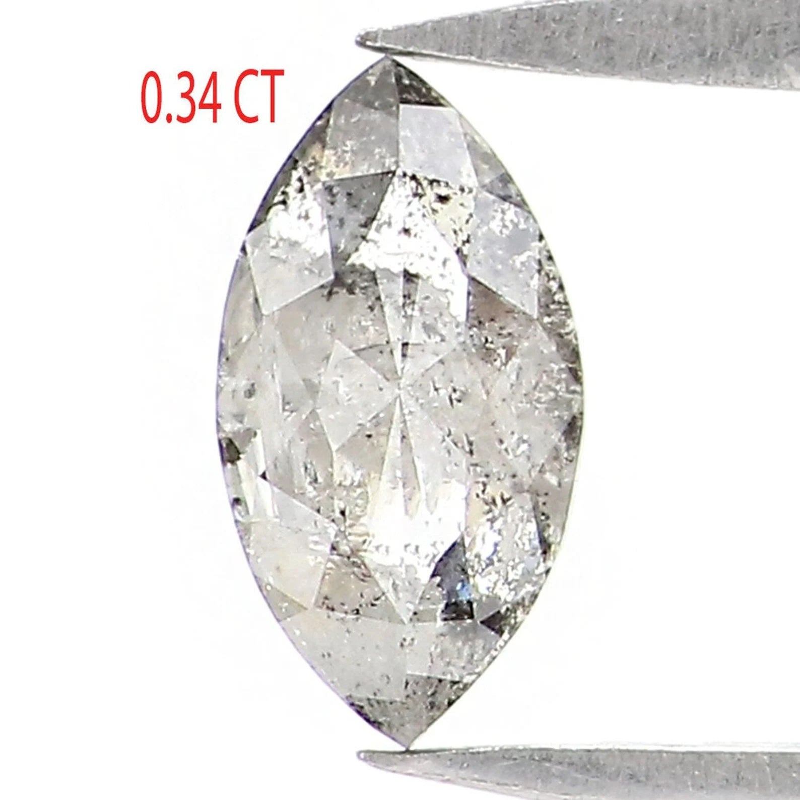0.34 CT Natural Loose Marquise Cut Diamond Salt And Pepper Marquise Diamond 6.50 MM Black Grey Color Marquise Shape Rose Cut Diamond NQ9534