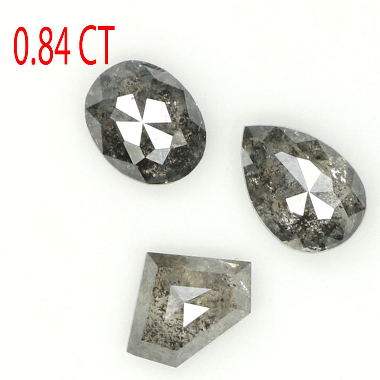 0.84 Ct Natural Loose Diamond, Salt Pepper Diamond, Mix Shape, Black And Gray Diamond, Shield Diamond, Oval Diamond, Pear Diamond KDN1237