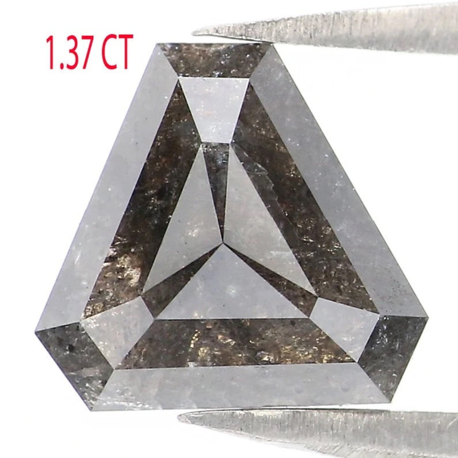 1.37 CT Natural Loose Shield Shape Diamond Salt And Pepper Shield Diamond 8.95 MM Natural Black Gray Color Shield Rose Cut Diamond NQ9449