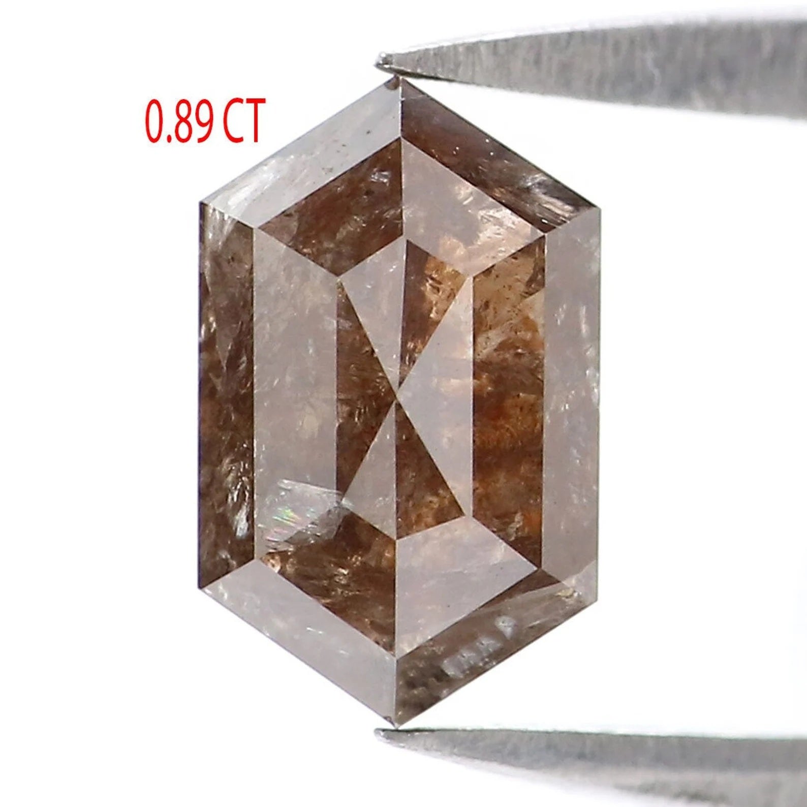 0.89 CT Natural Loose Hexagon Shape Diamond Brown Color Hexagon Cut Diamond 7.30 MM Natural Brown Hexagon Shape Rose Cut Diamond NQ2026