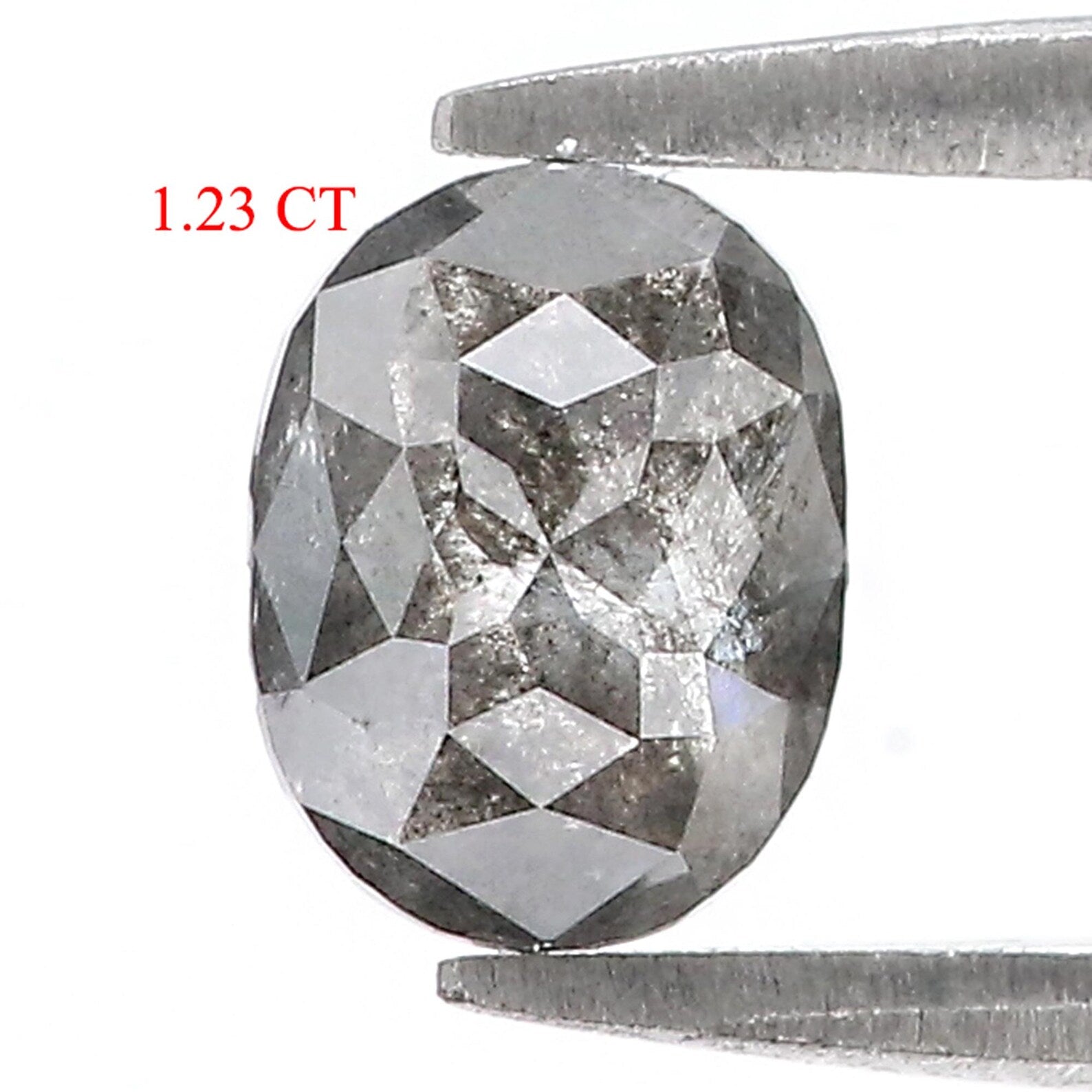 1.23 Ct Natural Loose Oval Shape Diamond Salt And Pepper Oval Diamond 7.15 MM Natural Diamond Black Gray Color Oval Rose Cut Diamond QN9439