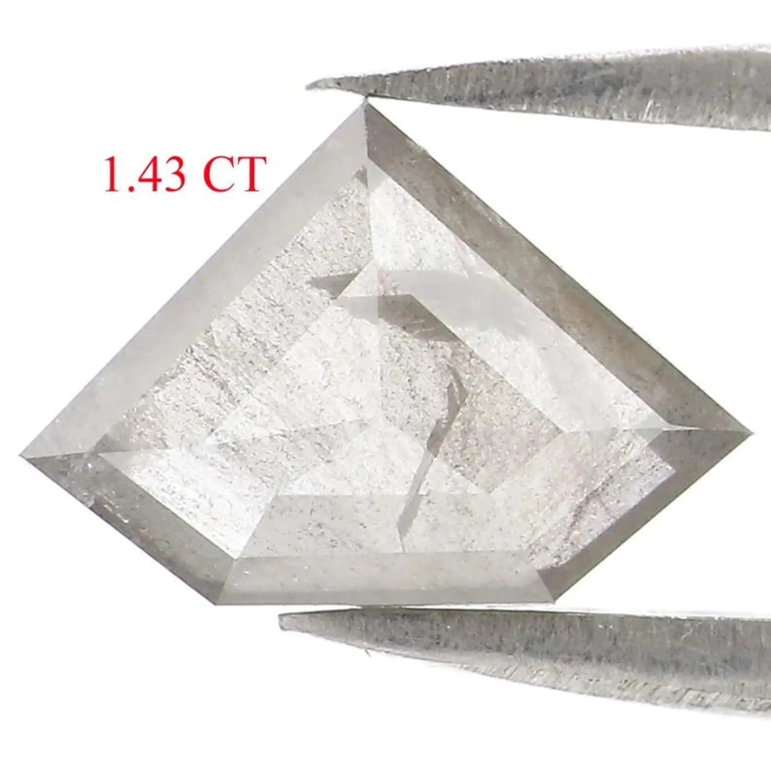 1.43 CT Natural Loose Shield Shape Diamond Salt And Pepper Shield Diamond 7.00 MM Natural Diamond Grey Color Shield Rose Cut Diamond QN9746