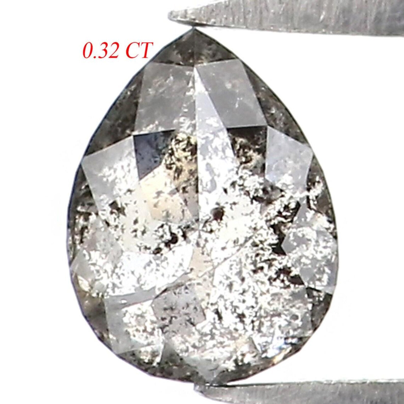 0.32 Ct Natural Loose Pear Shape Diamond Salt And Pepper Pear Cut Diamond 4.85 MM Natural Loose Black Grey Color Diamond Pear Diamond NQ1874