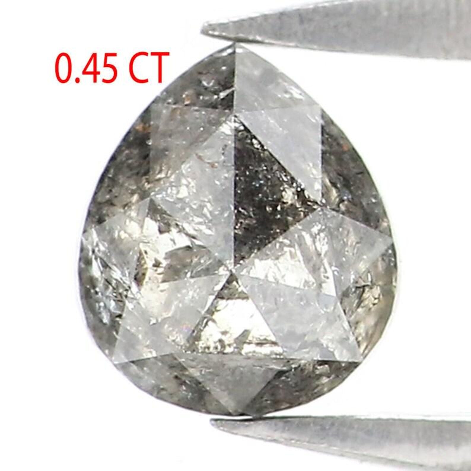 0.45 Ct Natural Loose Pear Shape Diamond Salt And Pepper Pear Diamond 4.90 MM Natural Diamond Black Grey Color Pear Rose Cut Diamond NQ9267