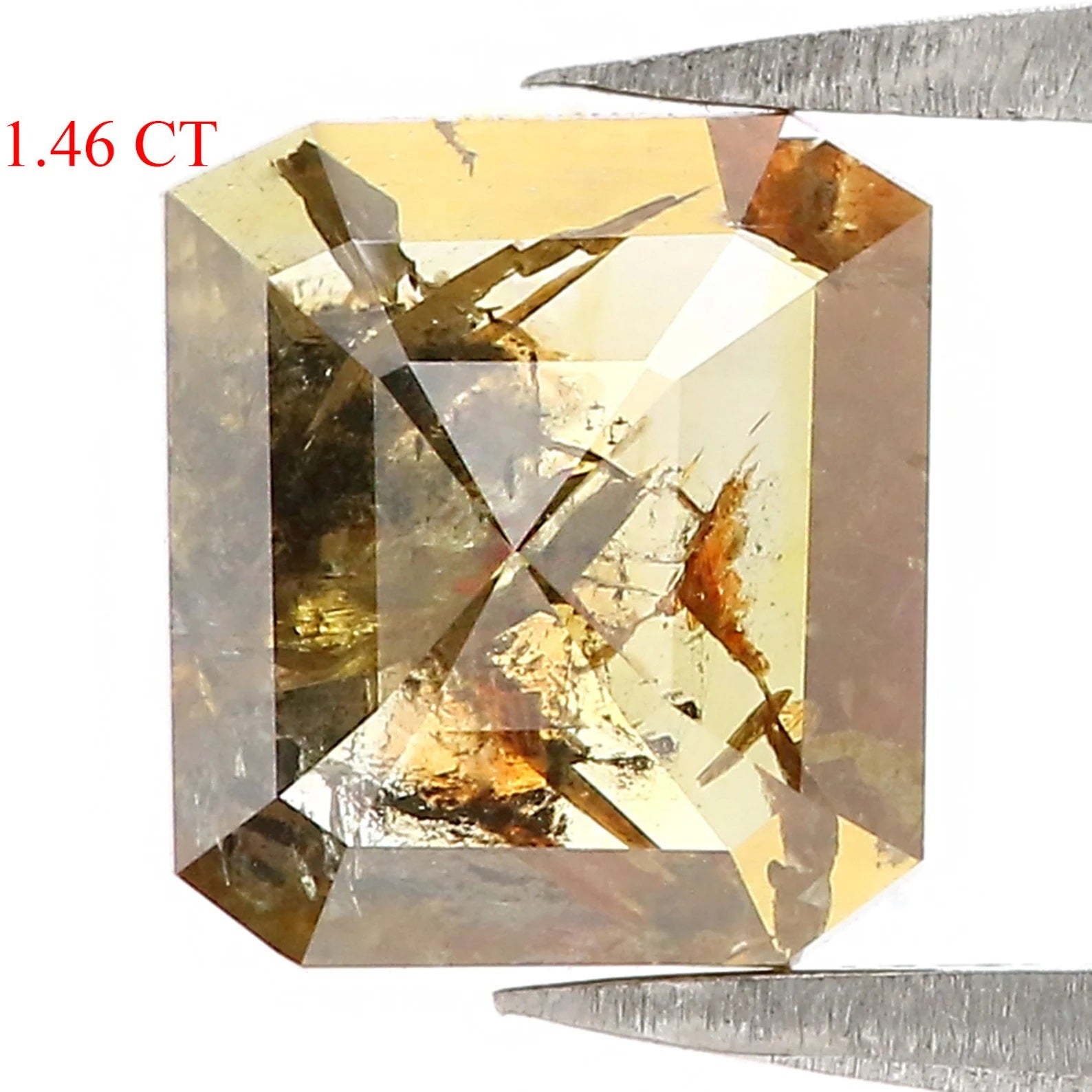 1.46 CT Natural Loose Radiant Shape Diamond Brown Color Radiant Cut Diamond Diamond 7.60 MM Natural Loose Radiant Rose Cut Diamond QN9224