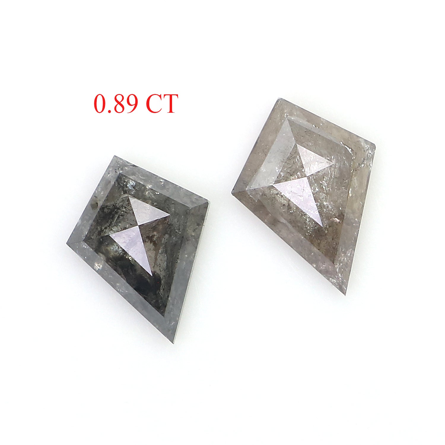 0.89 CT Natural Loose Kite Cut Pair Diamond Salt And Pepper Kite Shape Diamond 7.05 MM Natural Black Grey Color Kite Rose Cut Diamond LQ2742